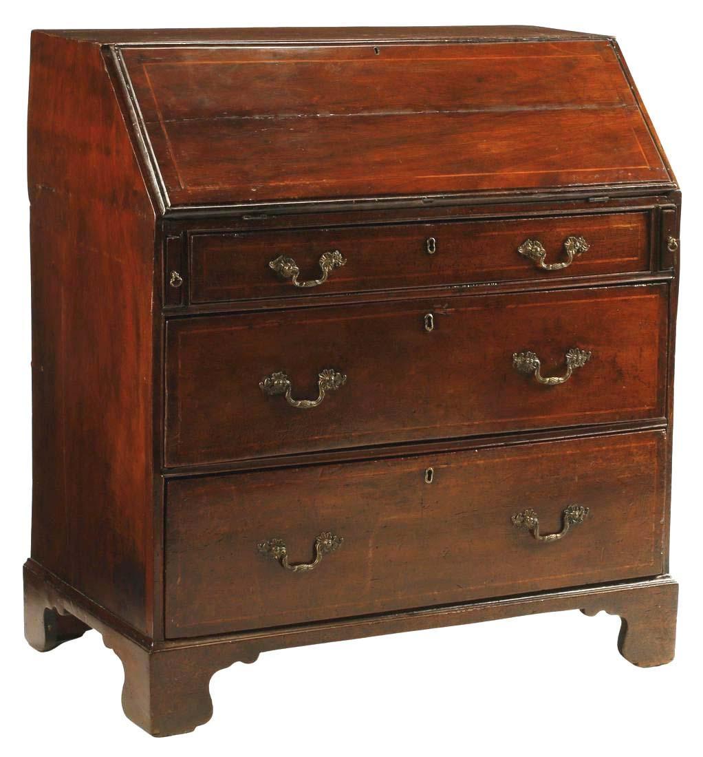 19th Century Antique English George III Mahogany Slant-Front Secretary Desk For Sale