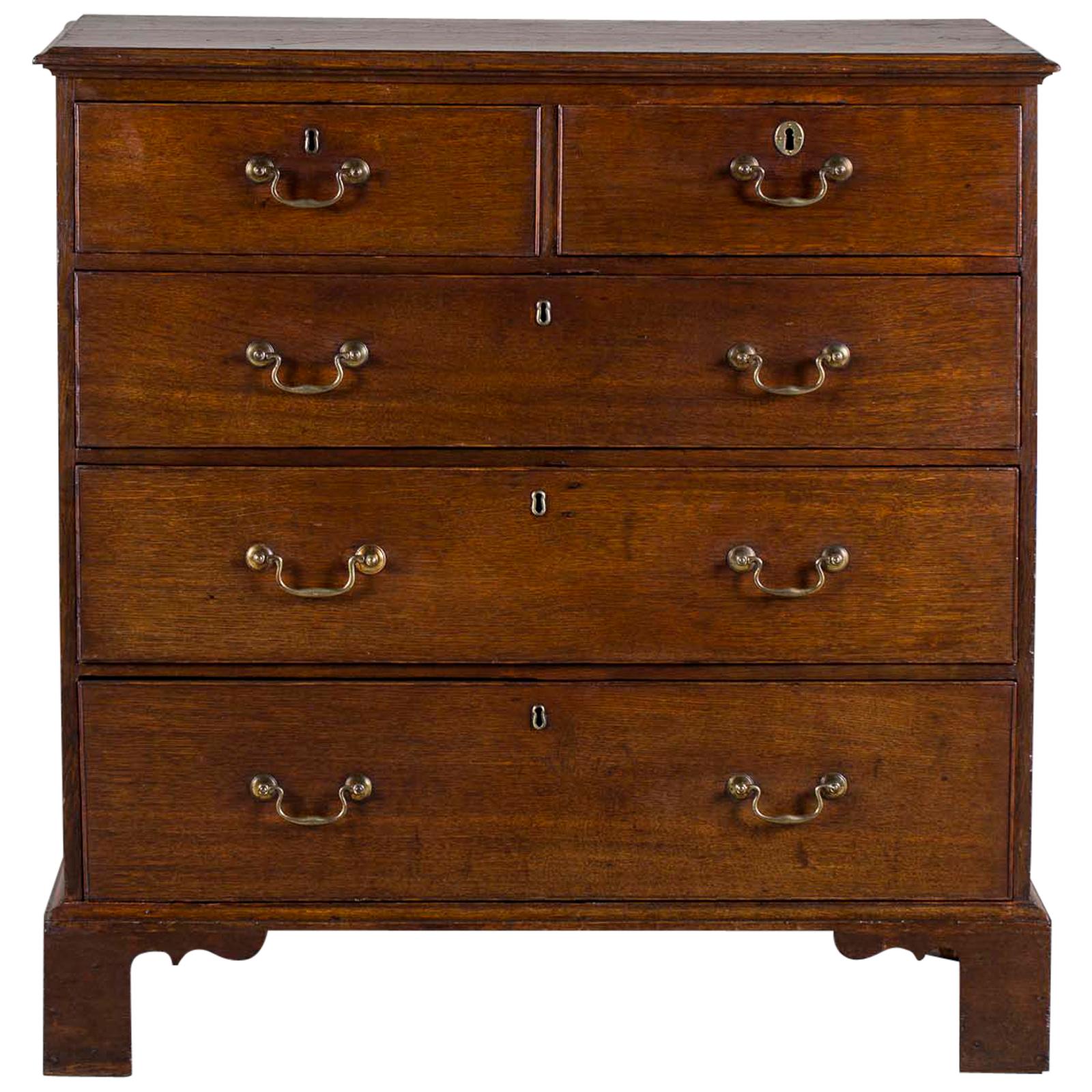 Antique English George III Oak Chest of Drawers, England, circa 1830