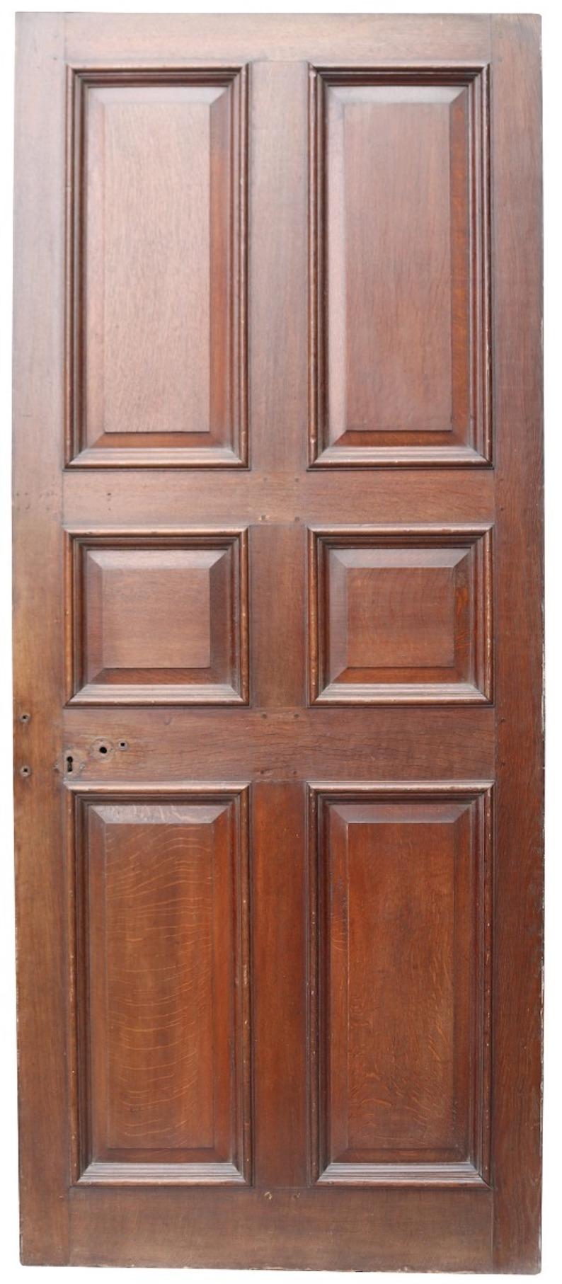 A good quality peg jointed door with raised and fielded panels. Salvaged from a property near Brighton. We currently have three similar doors and two panels available.