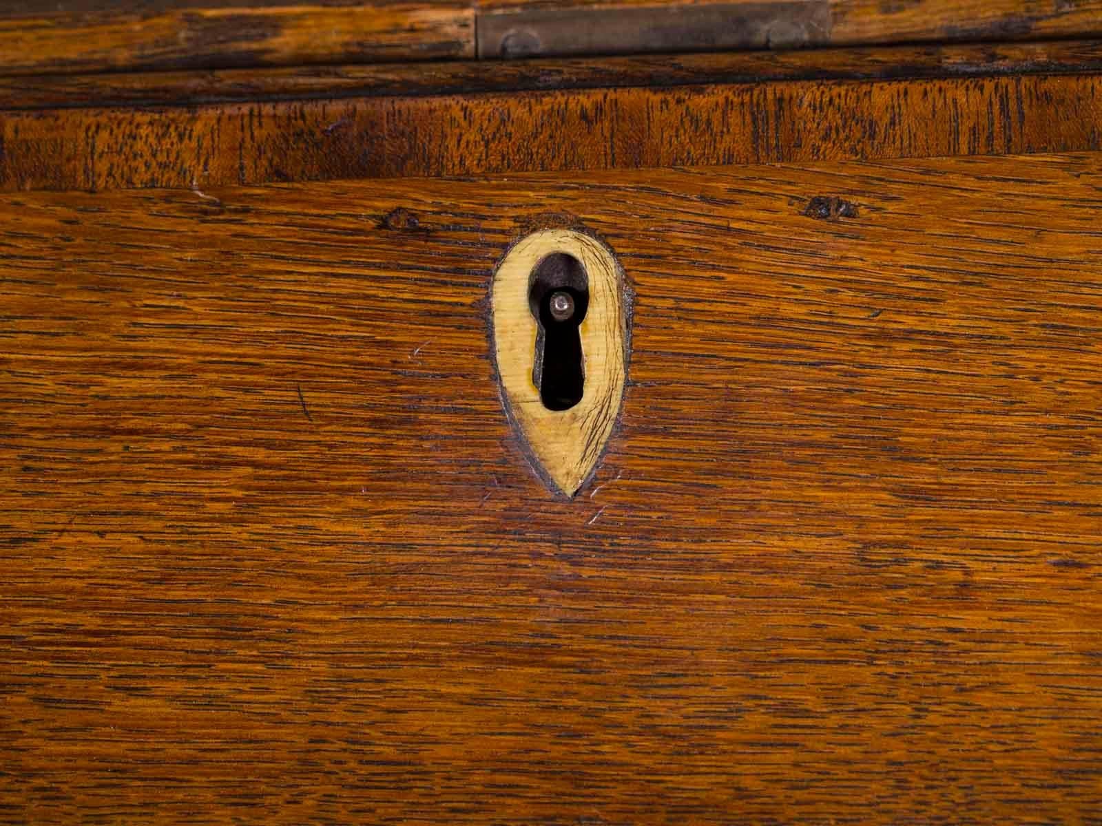 Antique English George III Oak Drop Front Secretary Bureau Chest Desk 6