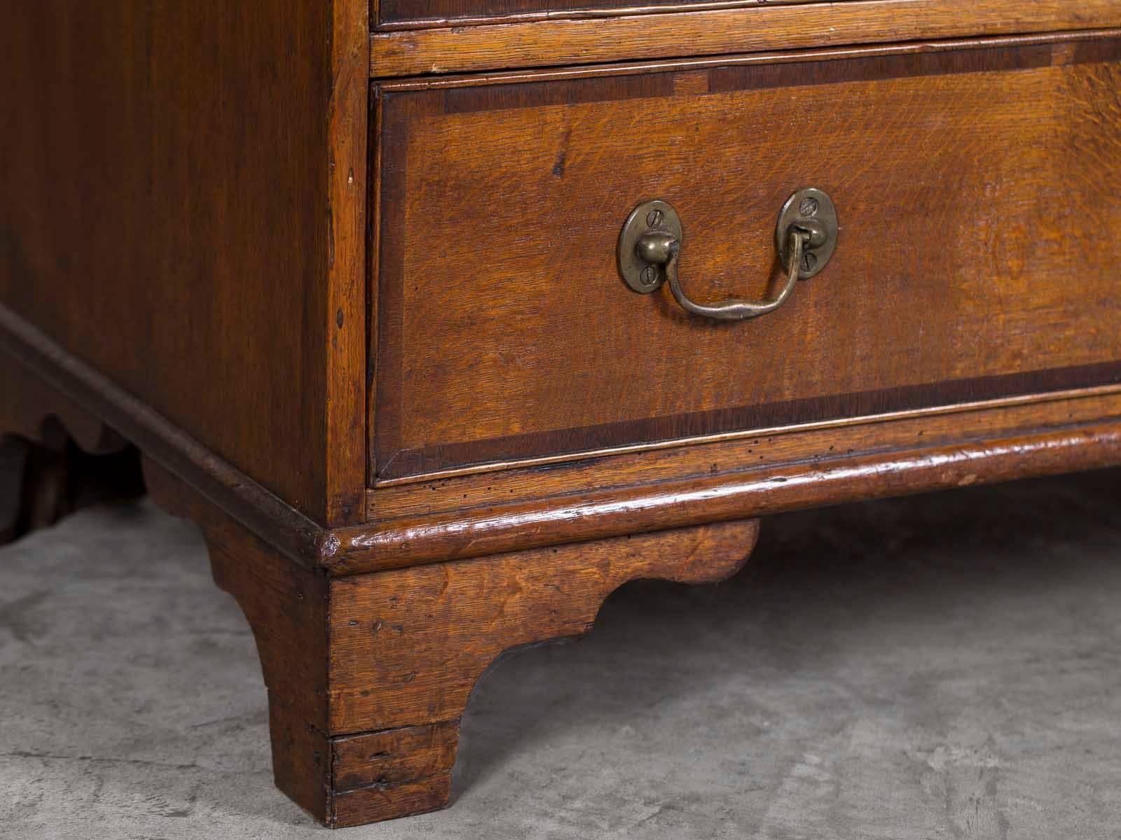 Antique English George III Oak Drop Front Secretary Bureau Chest Desk 7