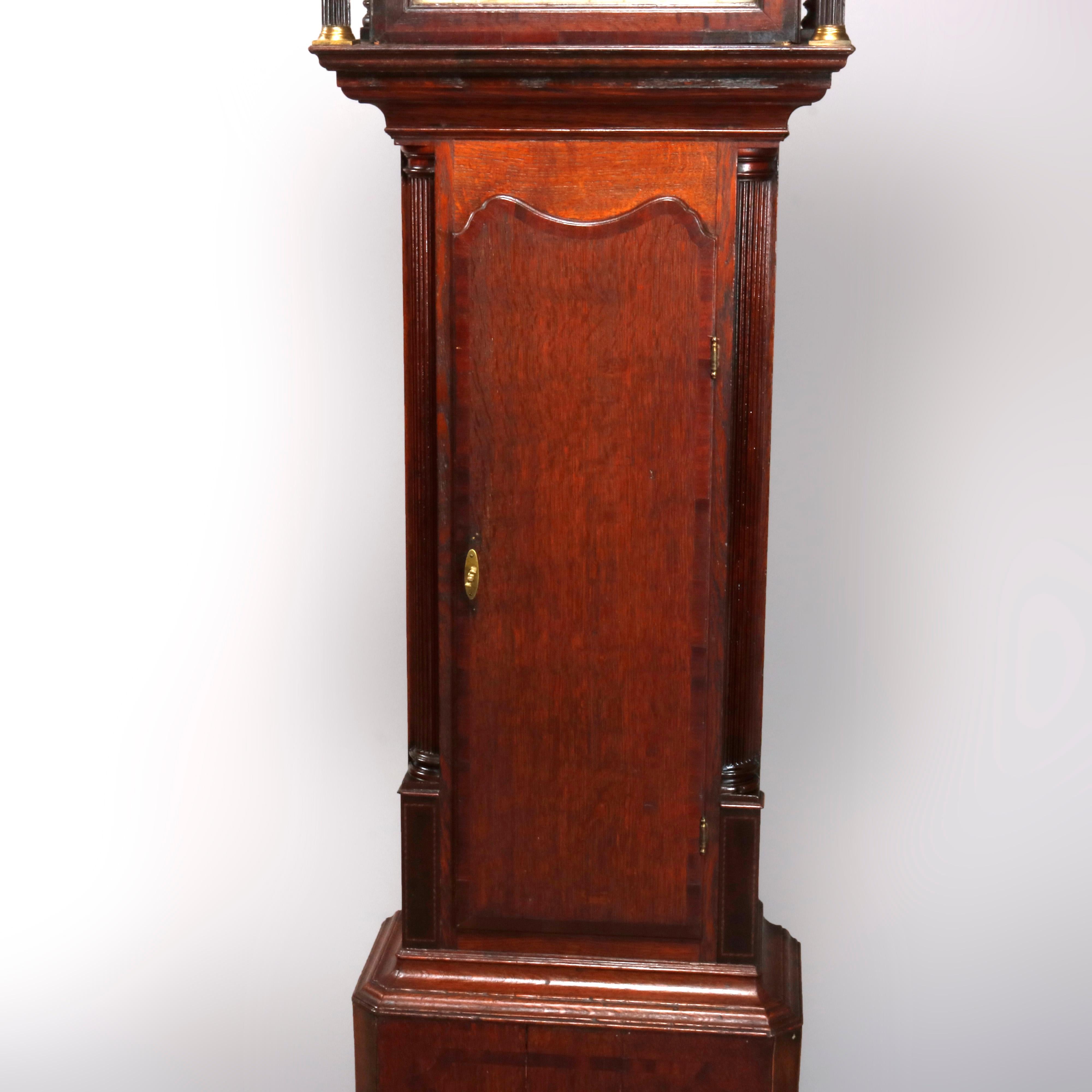 Antique English George III Oak Tall Case Clock Sam Ashton, Bredbury 18th Century 5