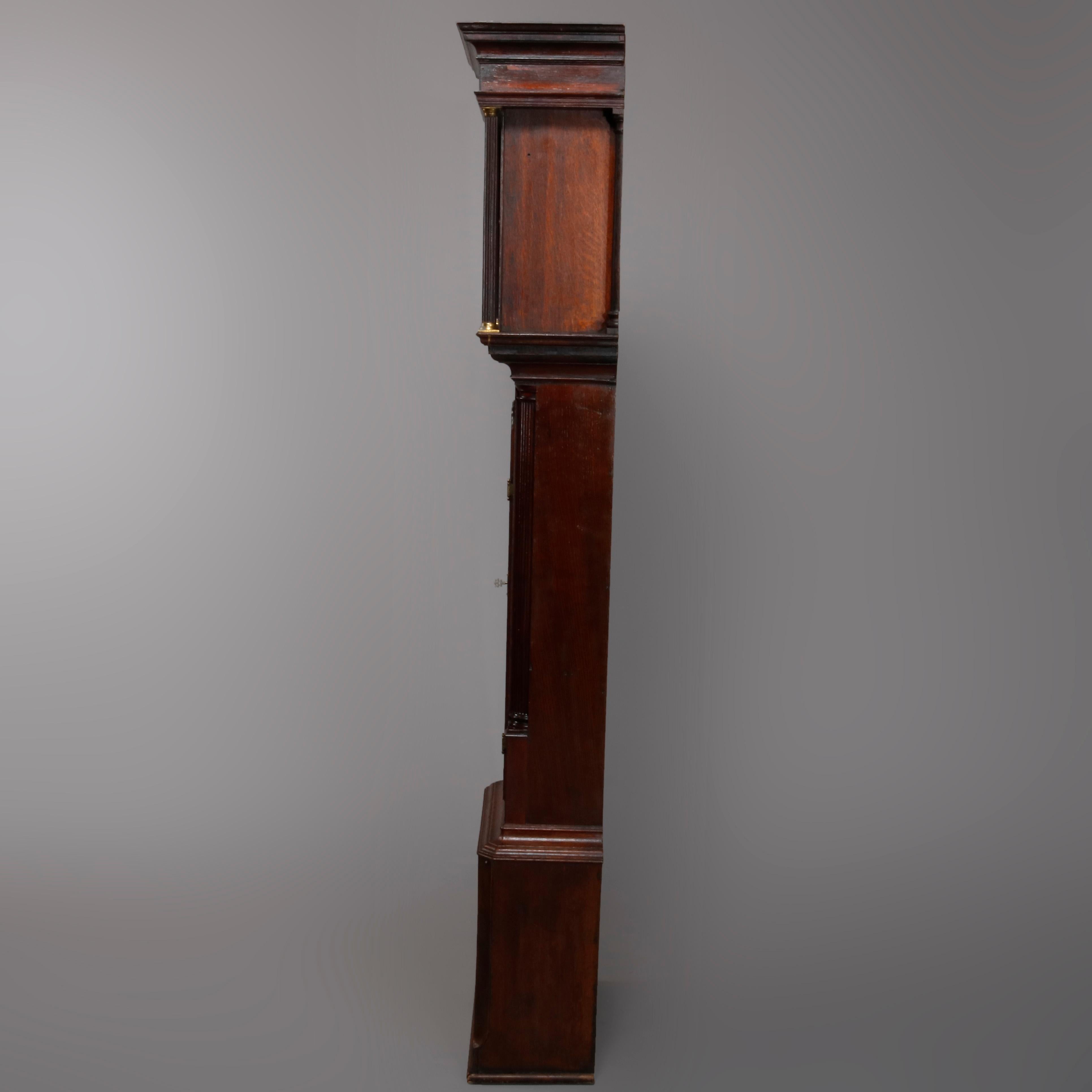 Antique English George III Oak Tall Case Clock Sam Ashton, Bredbury 18th Century 6