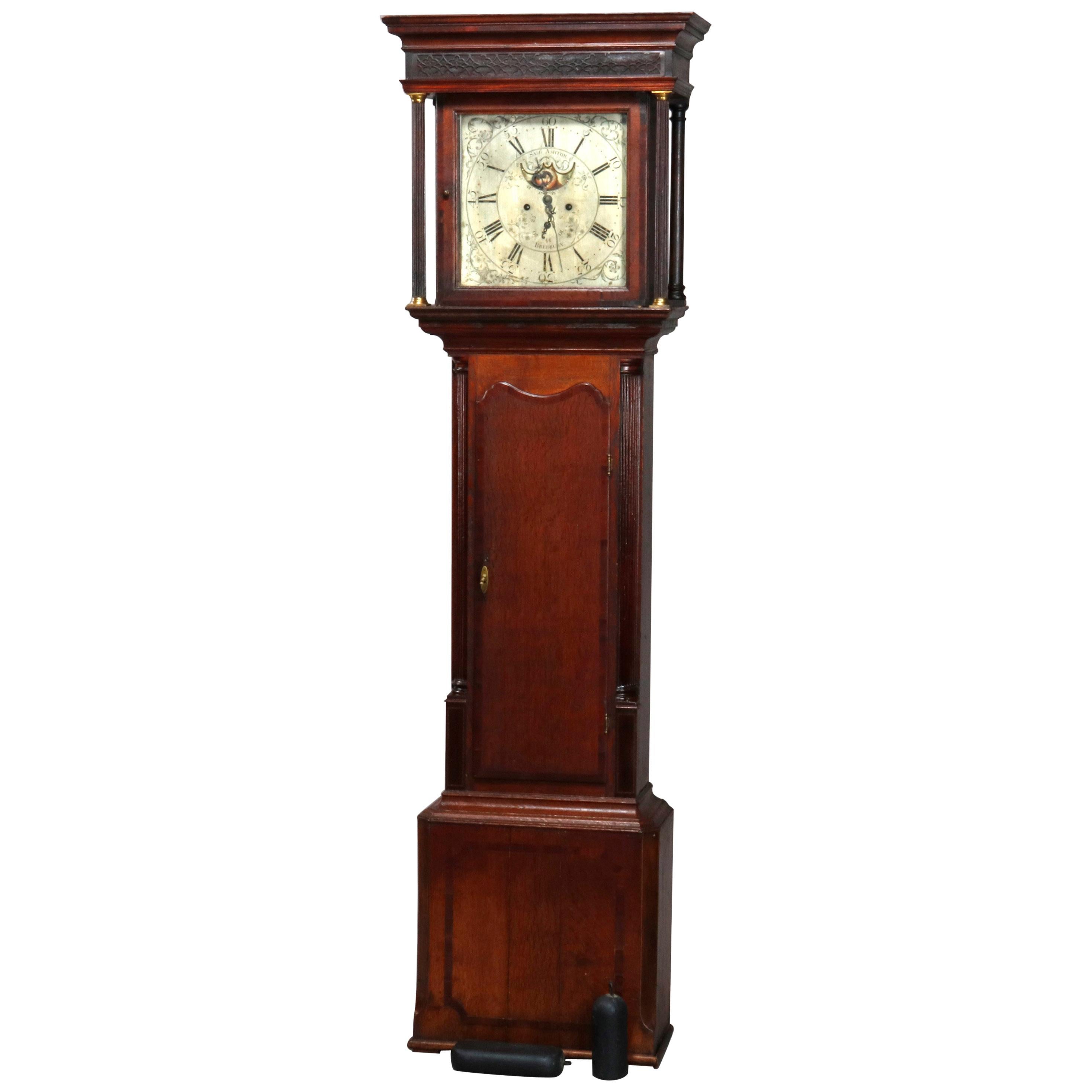 Antique English George III Oak Tall Case Clock Sam Ashton, Bredbury 18th Century