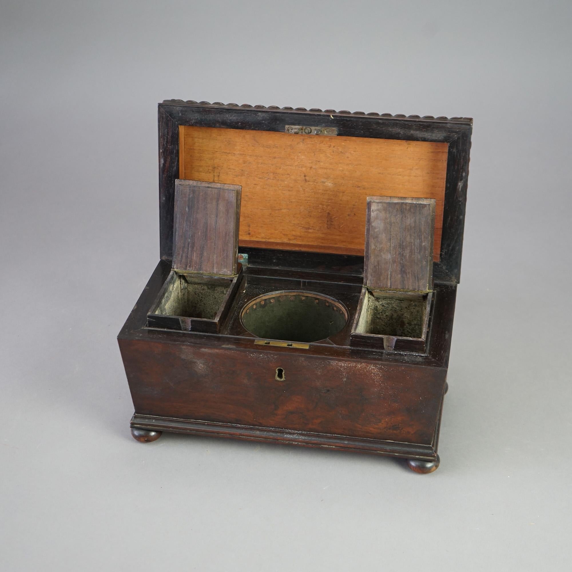 Antique English George III Rosewood Tea Caddy Circa 1820 For Sale 1