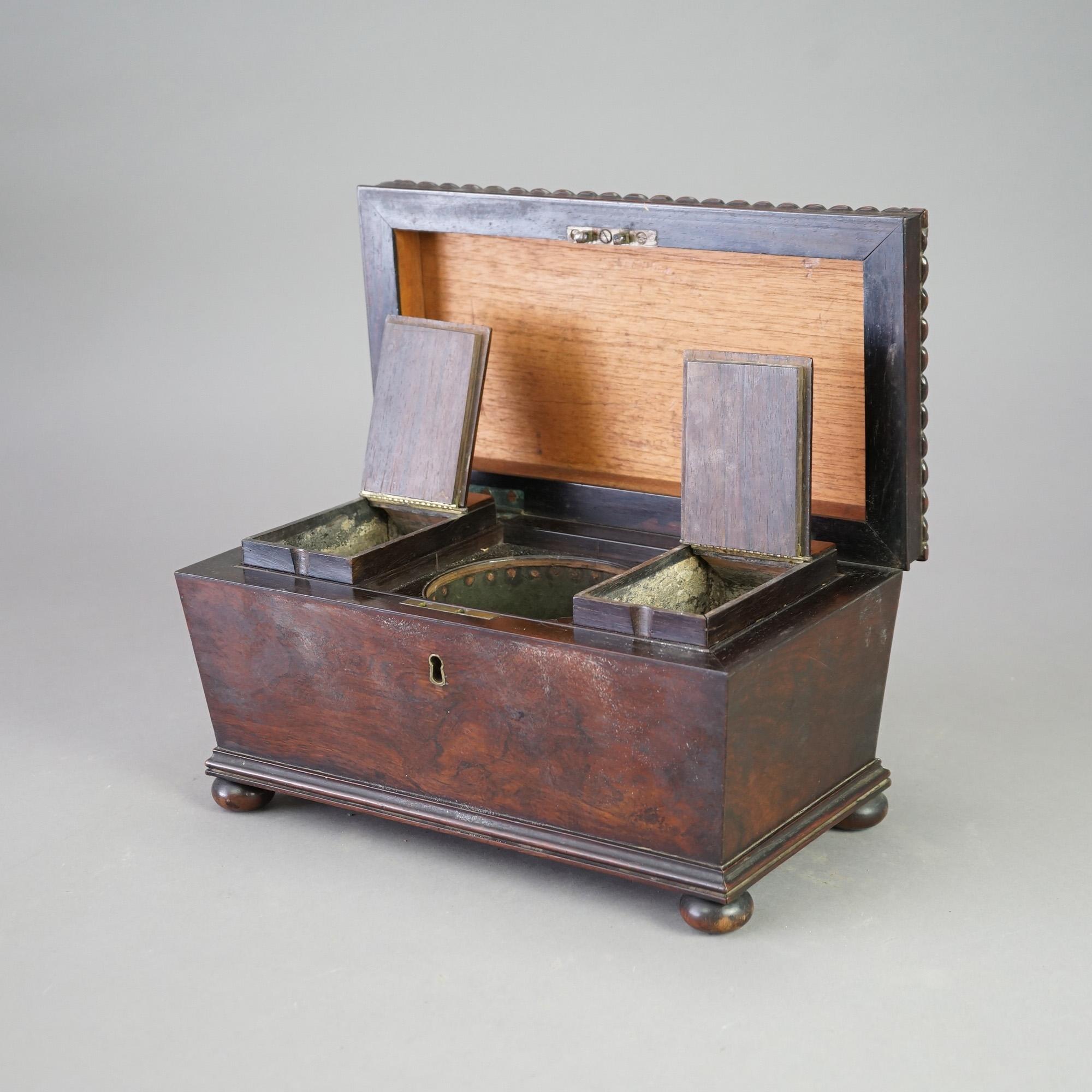 Antique English George III Rosewood Tea Caddy Circa 1820 For Sale 2