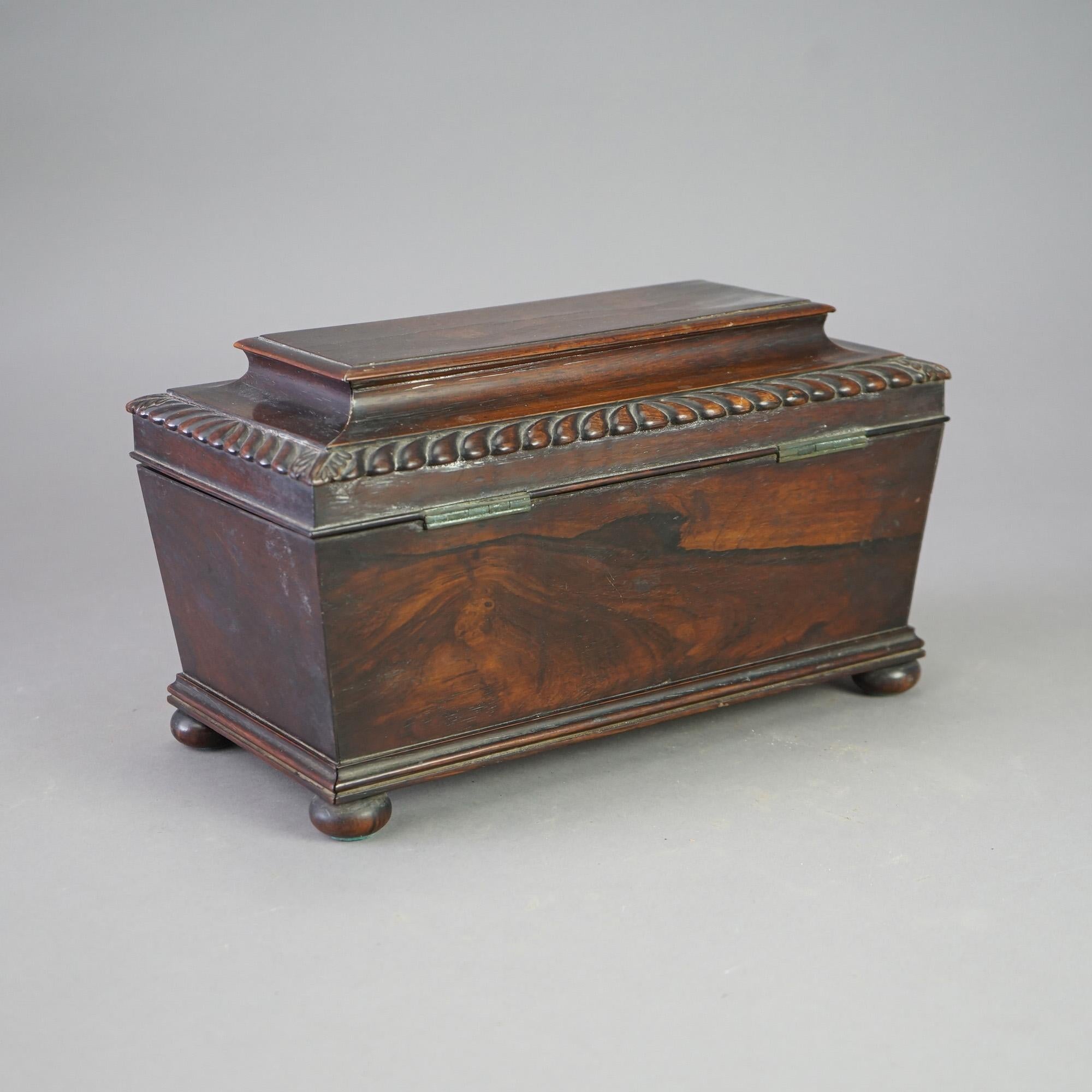 Ancienne boîte à thé anglaise George III en bois de rose, vers 1820 en vente 2