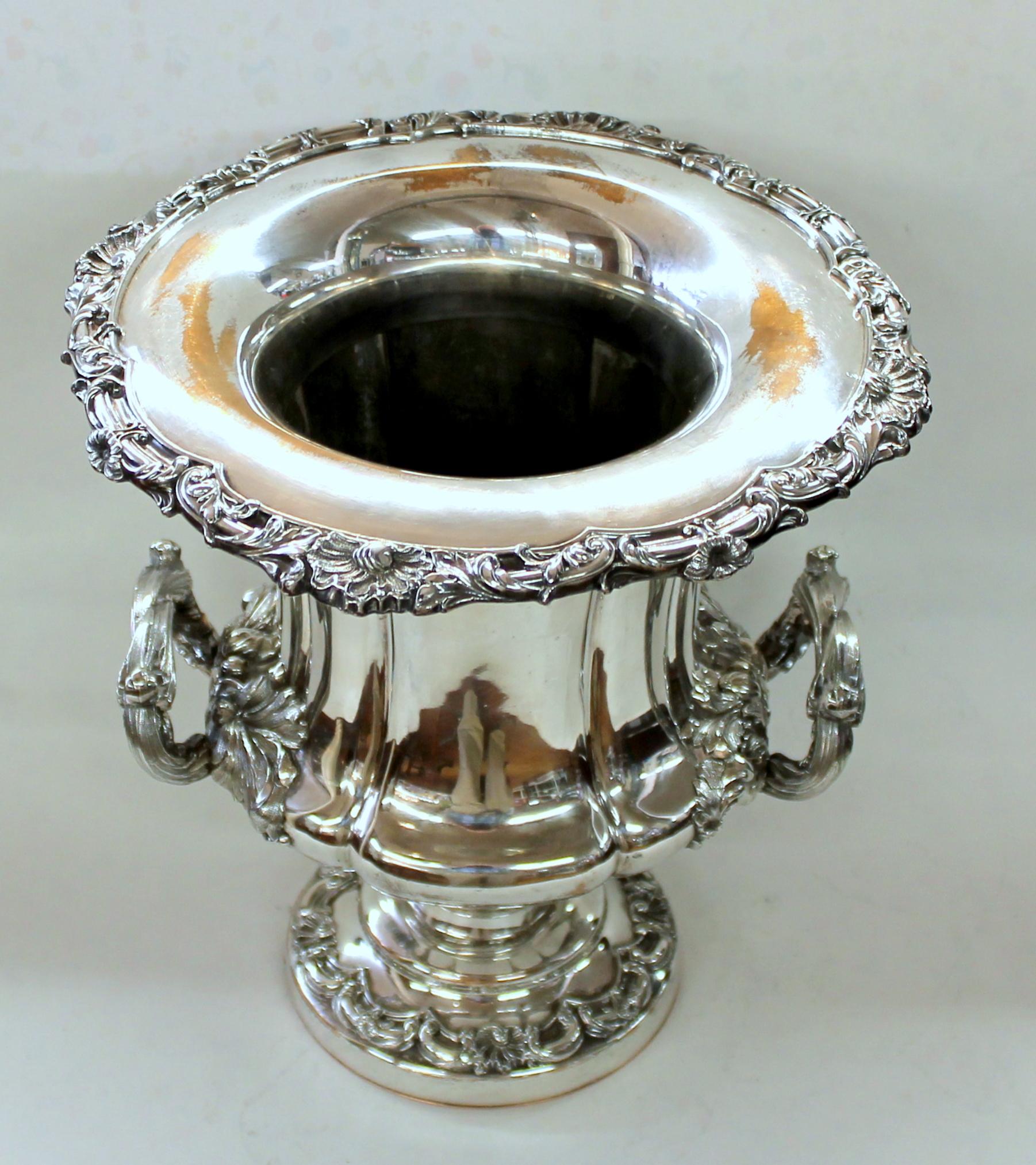 Antique English George III Sheffield Plate Campana Shape Wine Cooler 15