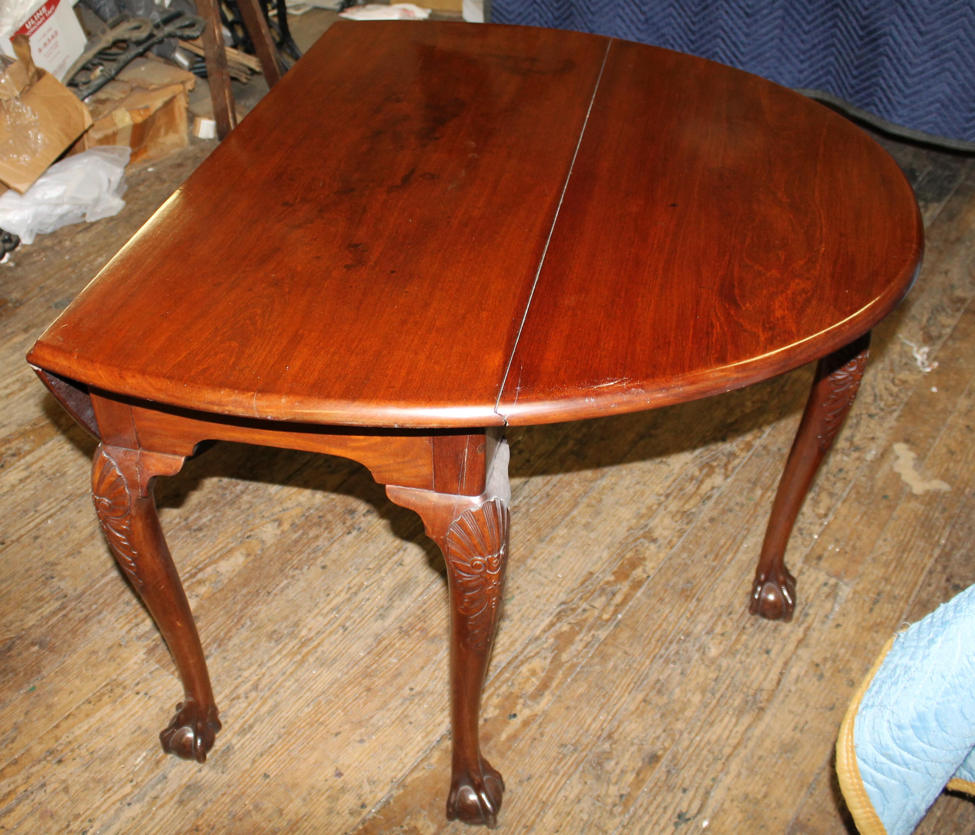 18th Century Antique English George III Solid Mahogany Chippendale Style Drop-Leaf Table