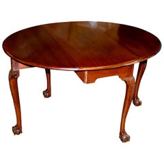 Antique English George III Solid Mahogany Chippendale Style Drop-Leaf Table