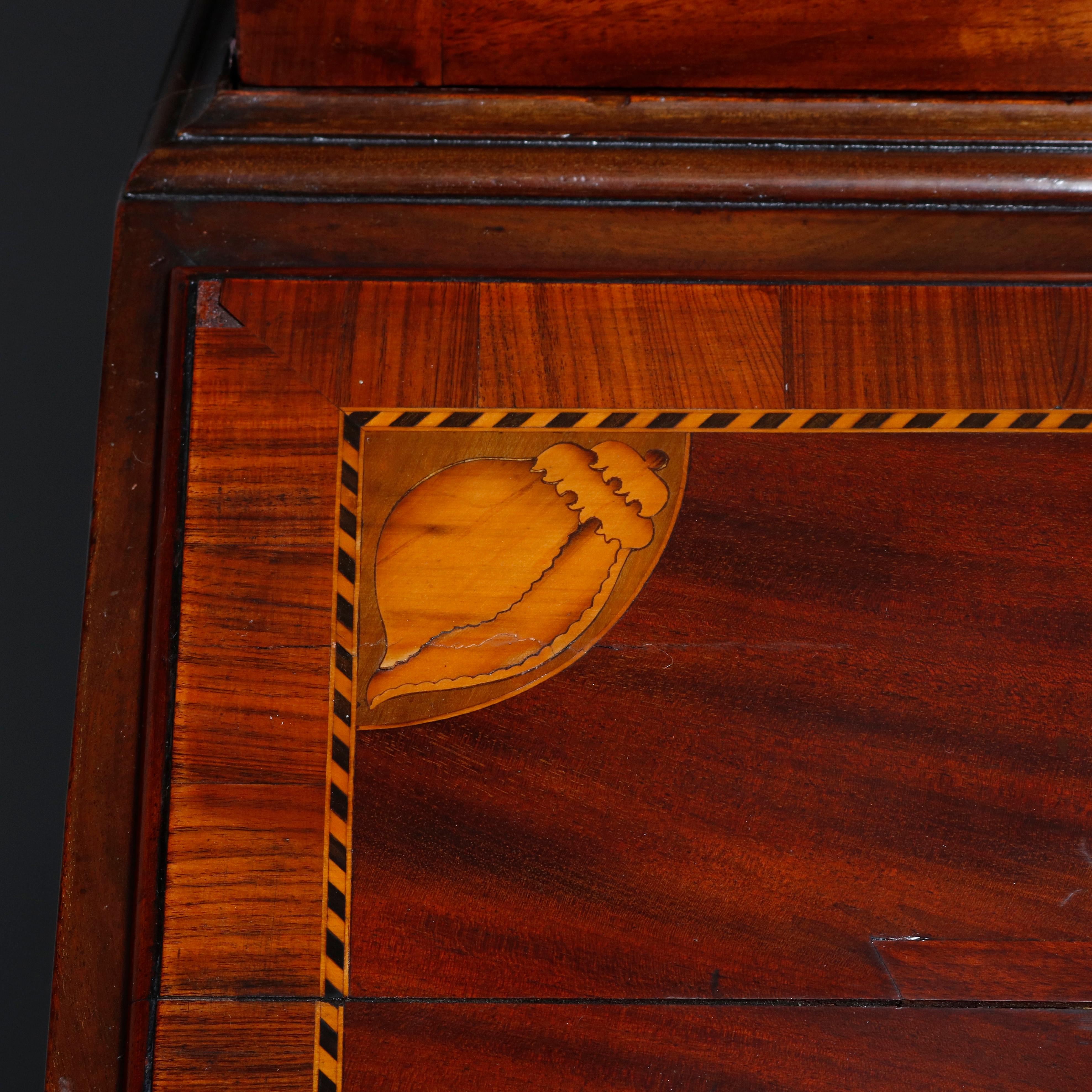 English George III Style Inlaid flame Mahogany Bookcase Secretary, circa 1810 7