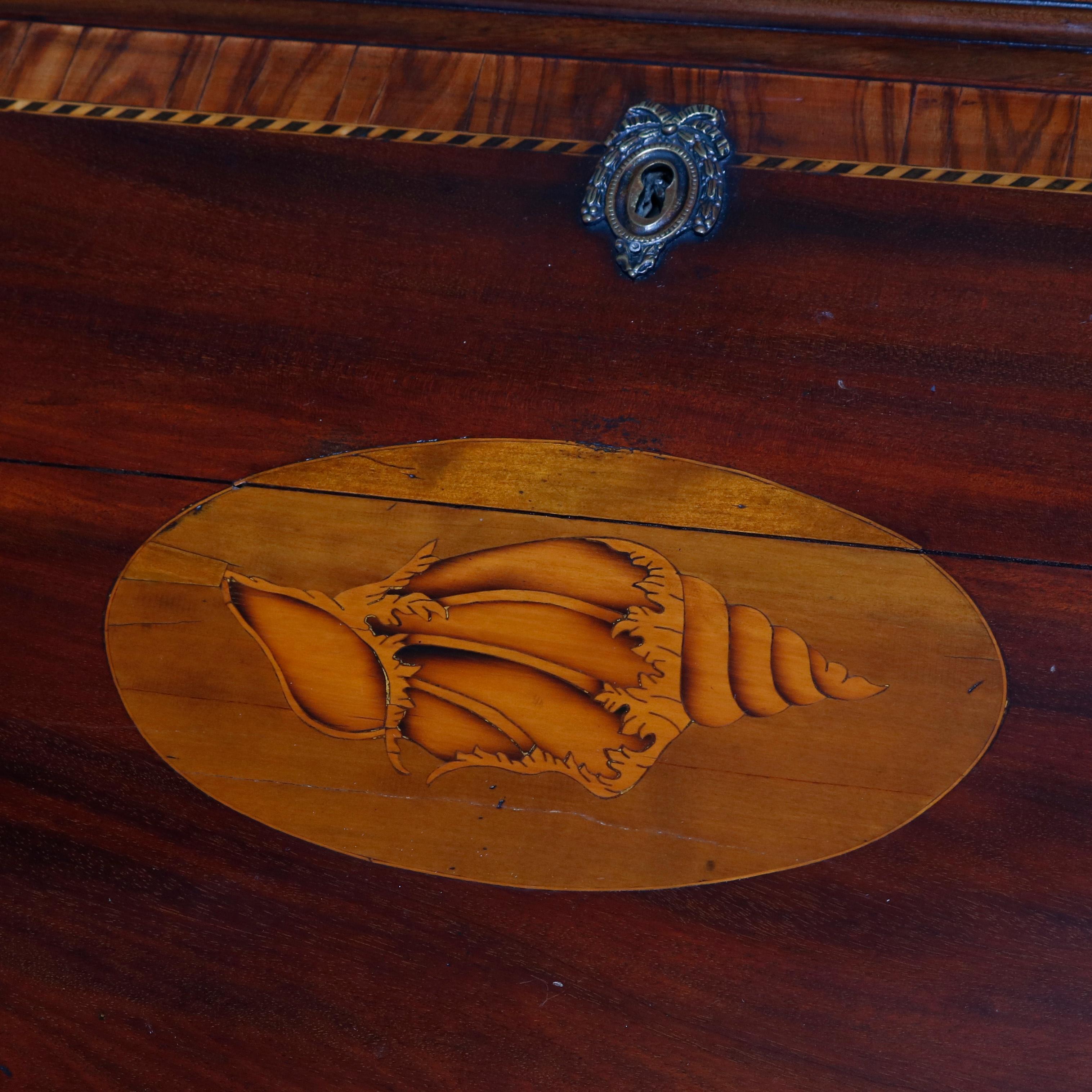 English George III Style Inlaid flame Mahogany Bookcase Secretary, circa 1810 3