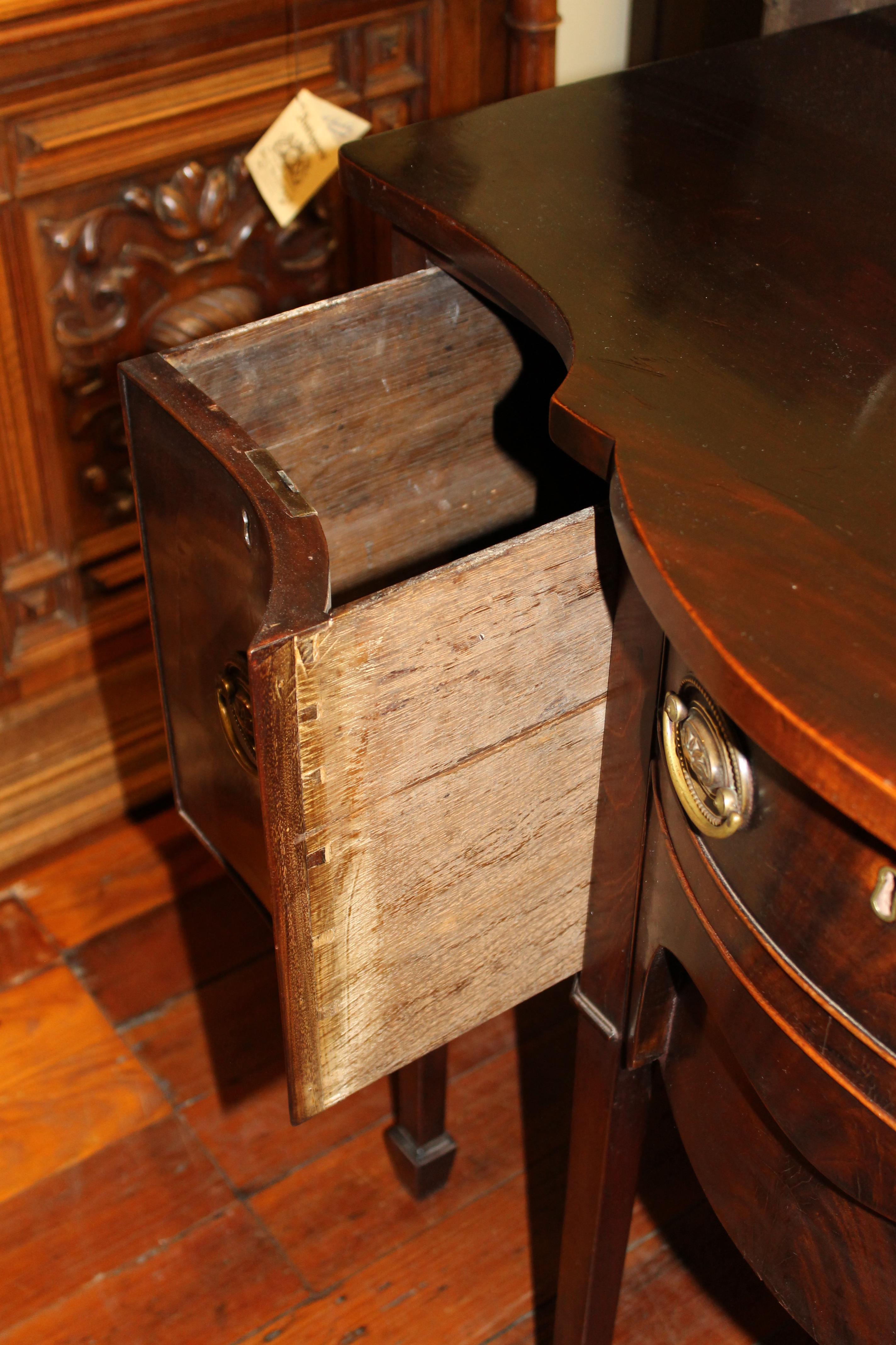 Antique English George IV Diminutive Size Hepplewhite Style Serpentine Sideboard 12