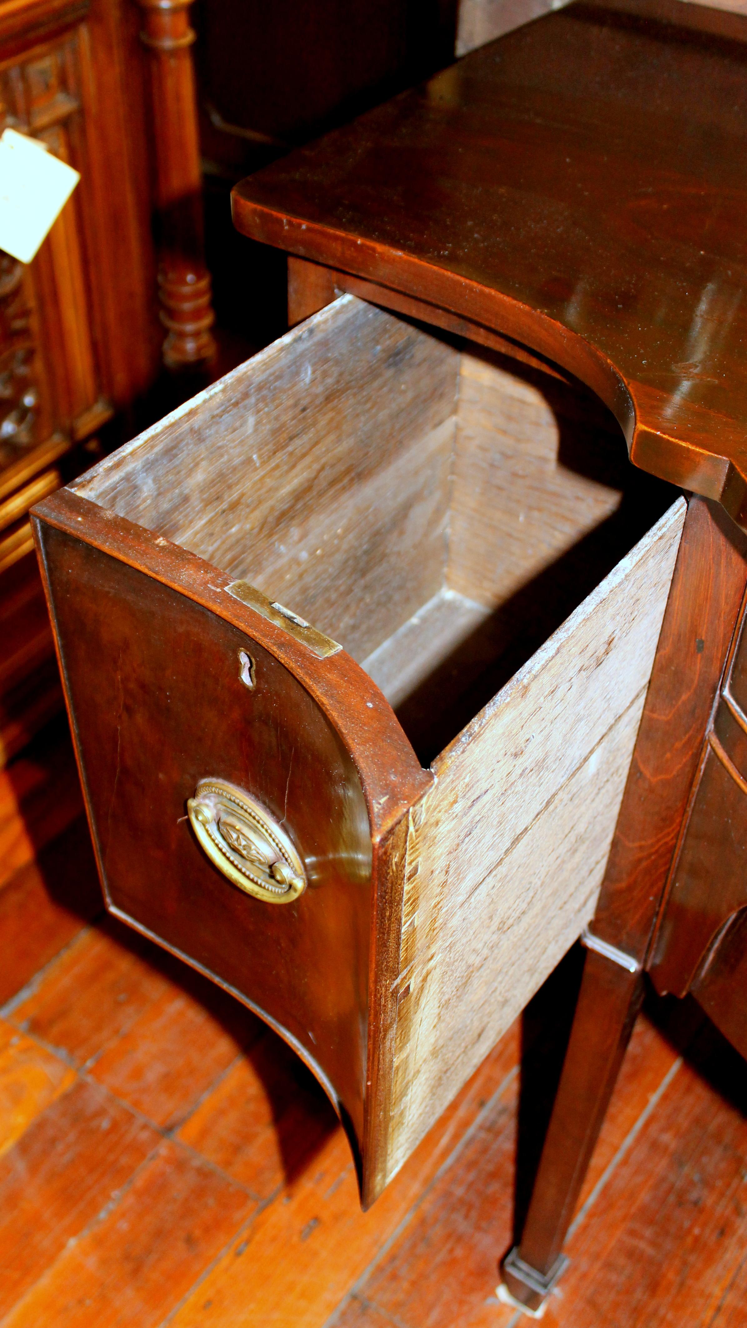 19th Century Antique English George IV Diminutive Size Hepplewhite Style Serpentine Sideboard