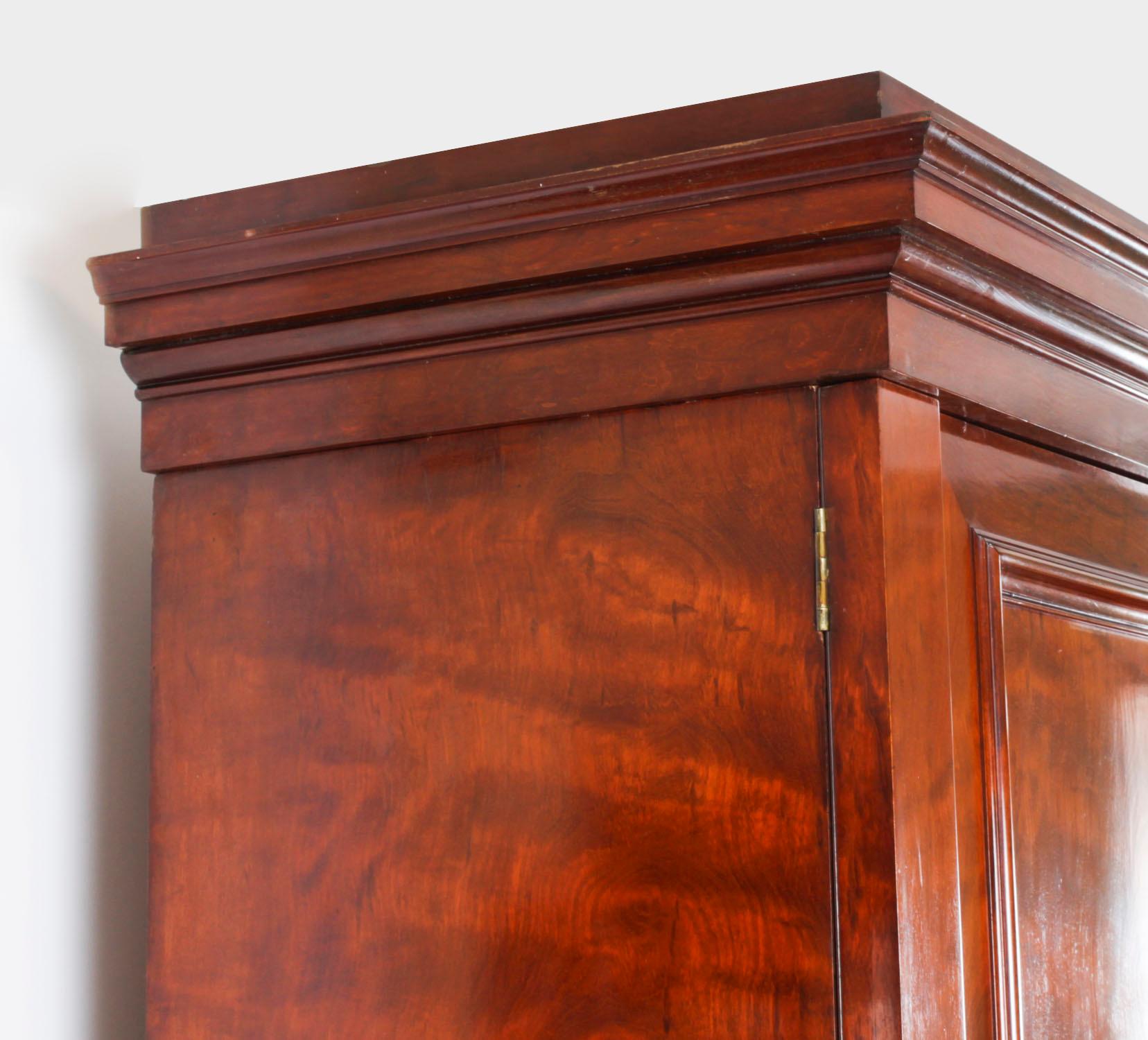 Antique English George IV Flame Mahogany Wardrobe 19th Century For Sale 10