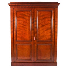 Antique English George IV Flame Mahogany Wardrobe 19th Century