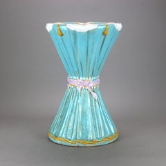 Antique English George Jones Majolica Pottery Drapery Garden Seat 19th C