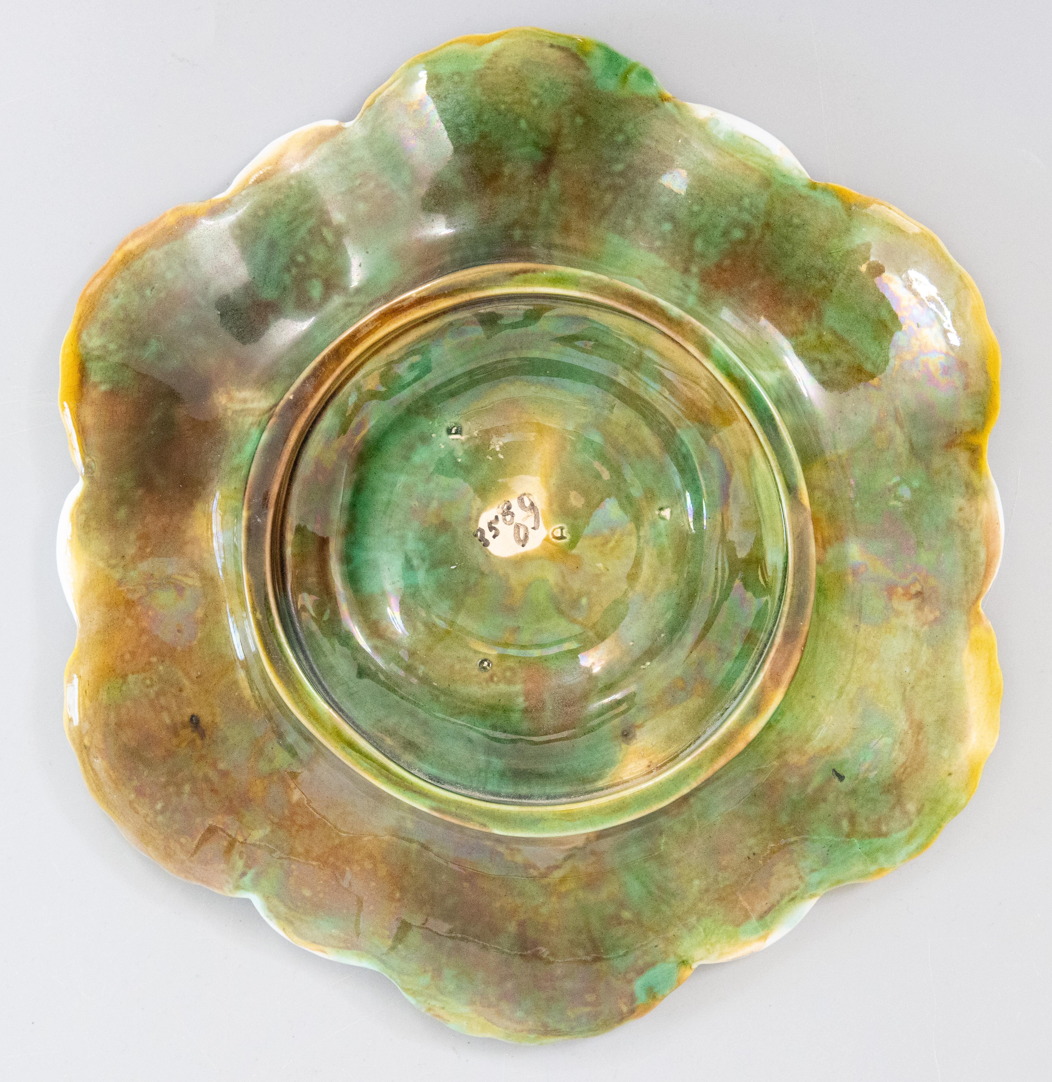 19th Century Antique English George Jones Majolica Seaweed Oyster Plate, Dated 1878 For Sale