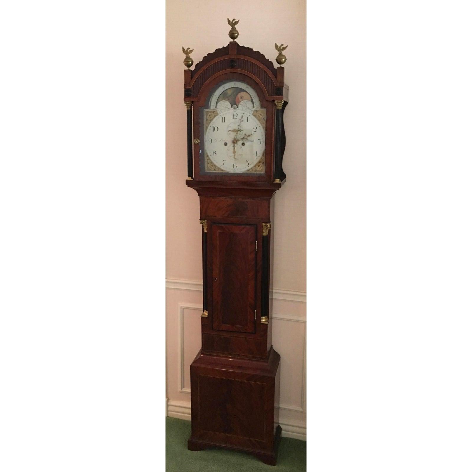 Antique English George Lawton of Kingswood English Mahogany long case clock.

Additional information:
Materials: Mahogany.
Color: Brown.
Period: Early 19th century.
Styles: English.
Item Type: Vintage, Antique or Pre-owned.
Dimensions: 18