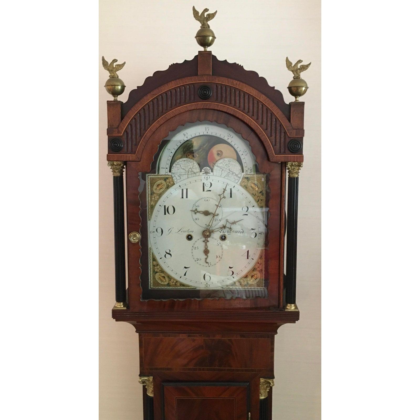 Regency Antique English George Lawton of Kingswood English Mahogany Long Case Clock