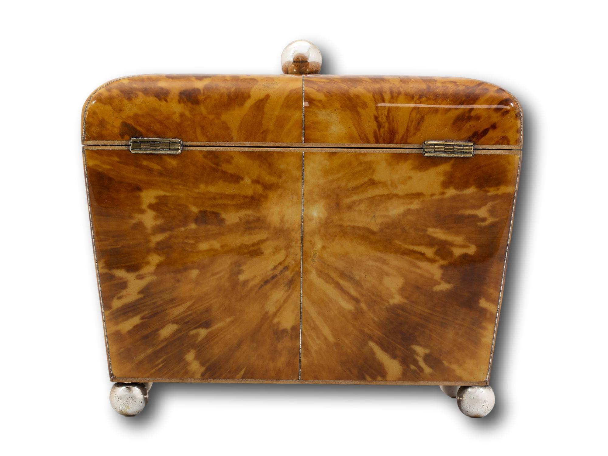 George III Antique English Georgian Blonde Tortoiseshell Tea Caddy For Sale