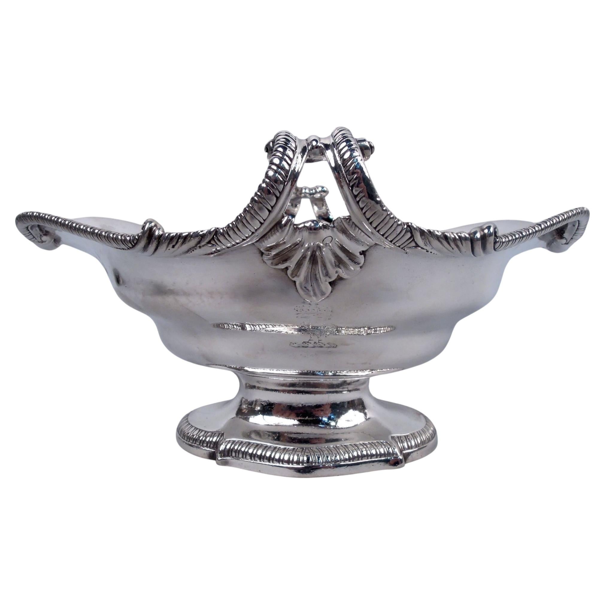 Antique English Georgian Classical Sterling Silver Gravy Bowl, 1759 For Sale