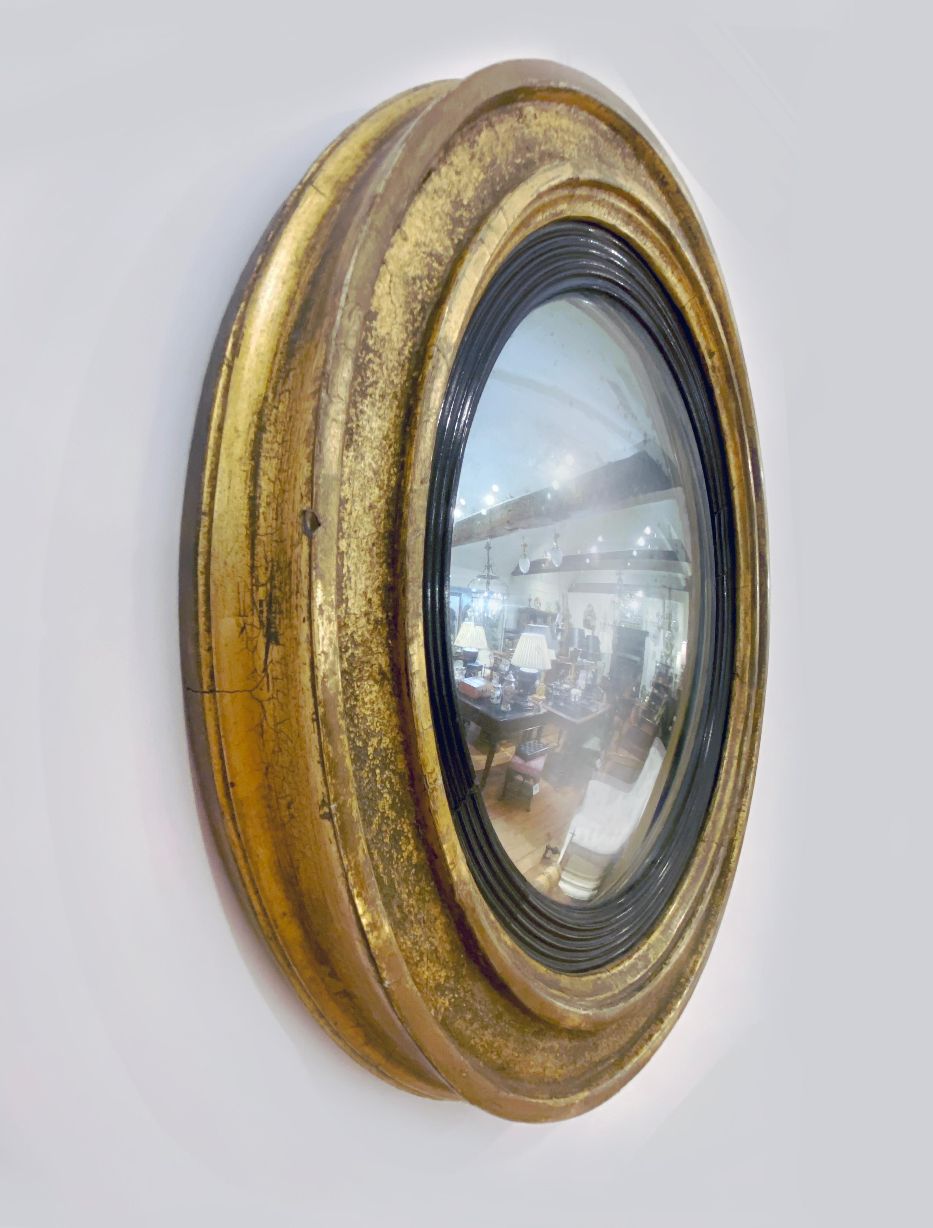 Regency Antique English Georgian Convex Mirror, circa 1790 For Sale