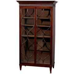 Antique English Georgian Double Mullioned Door Mahogany Bookcase, circa 1810