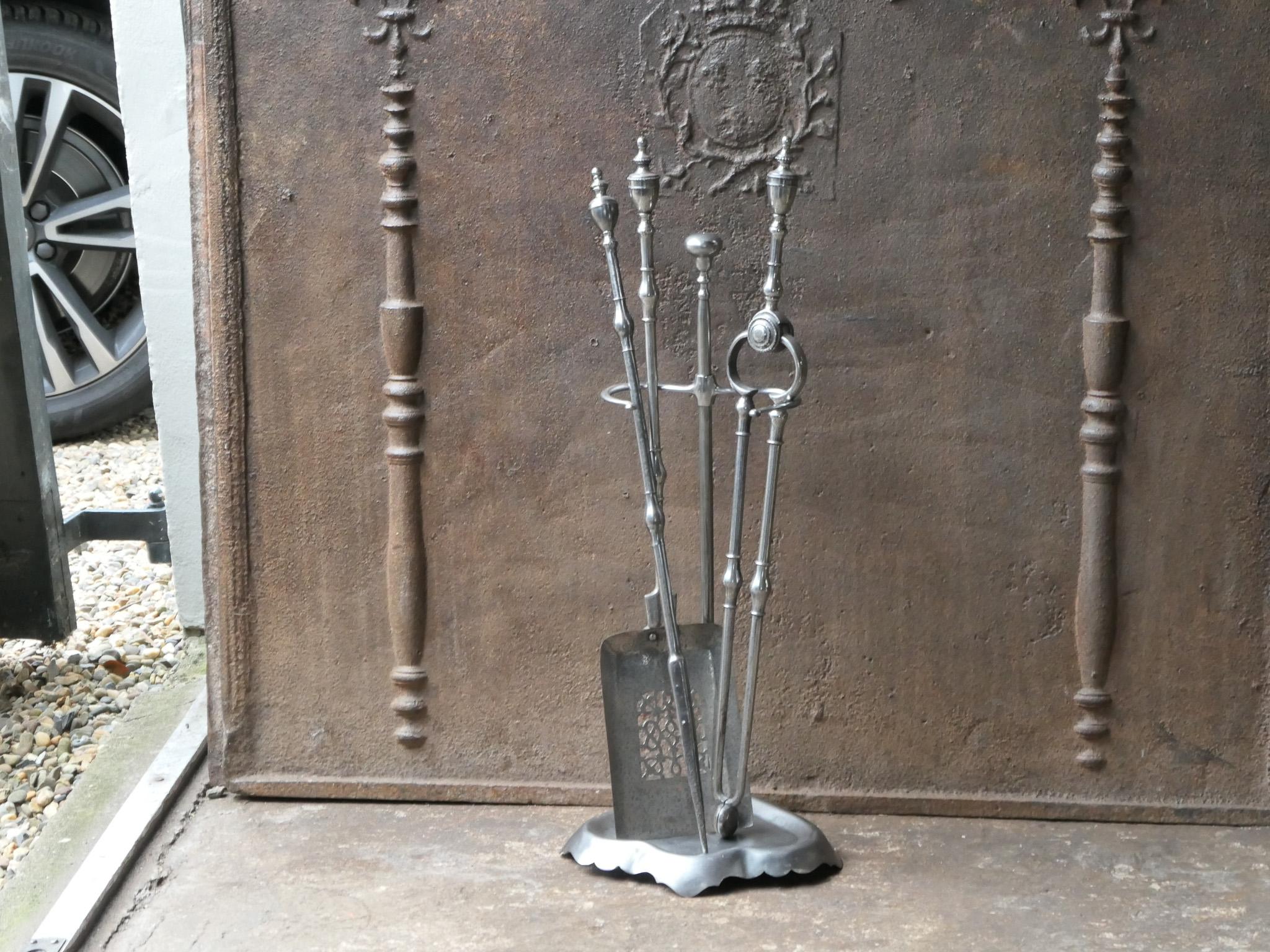 Polished Antique English Georgian Fireplace Tools or Fire Tools, 18th - 19th Century For Sale