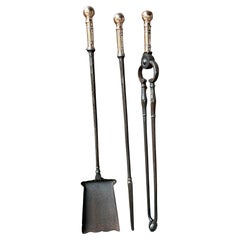 Antique English Georgian Fireplace Tools or Fire Tools, 18th - 19th Century