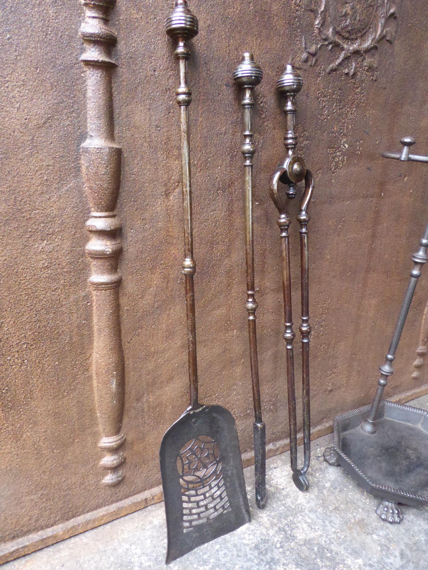 19th Century Antique English Georgian Fireplace Tools or Fire Tools
