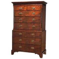 Antique English Georgian Flame Mahogany Chest-on-Chest Dresser, Circa 1820