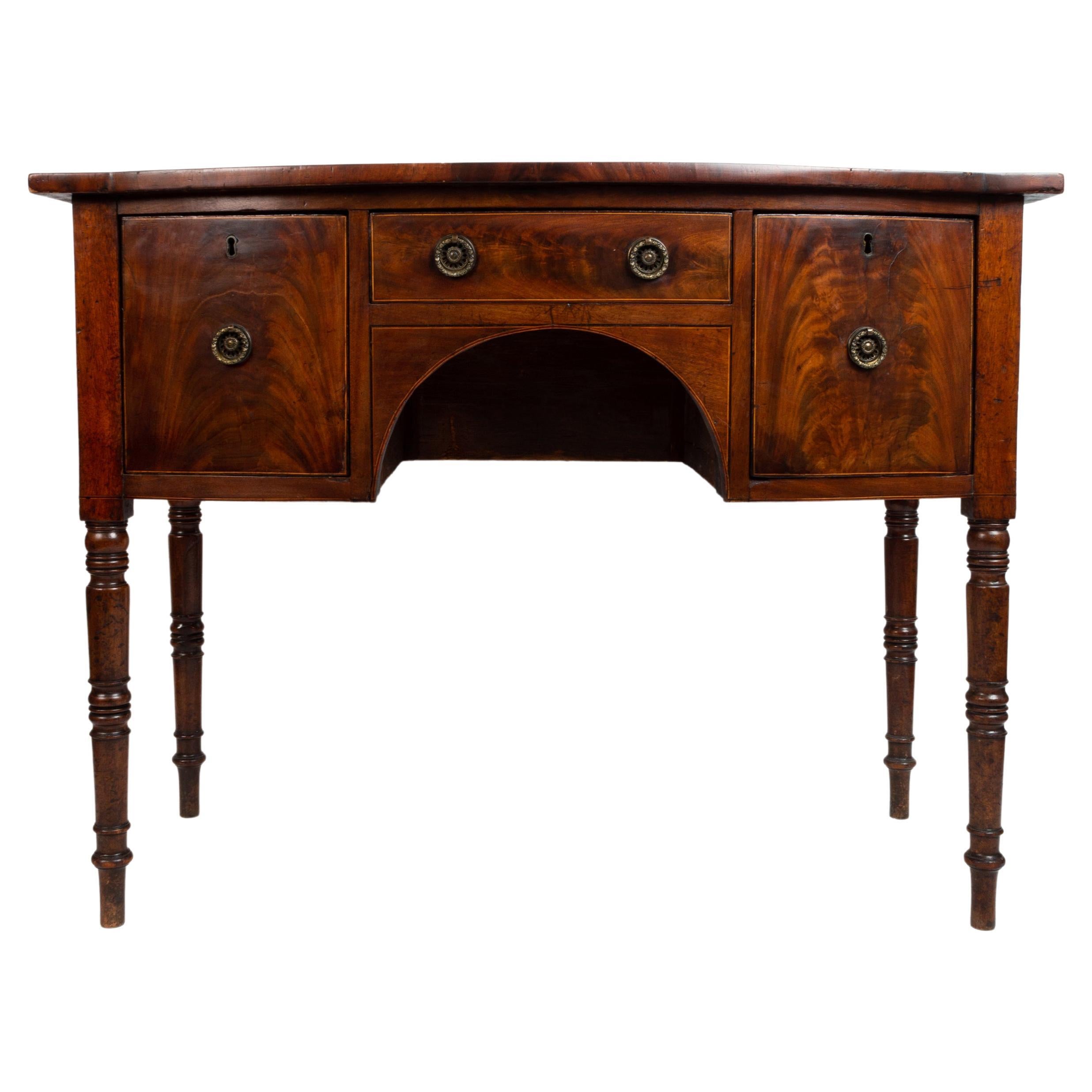 Antique English Georgian Flame Mahogany Sideboard Server Console Hall Table For Sale