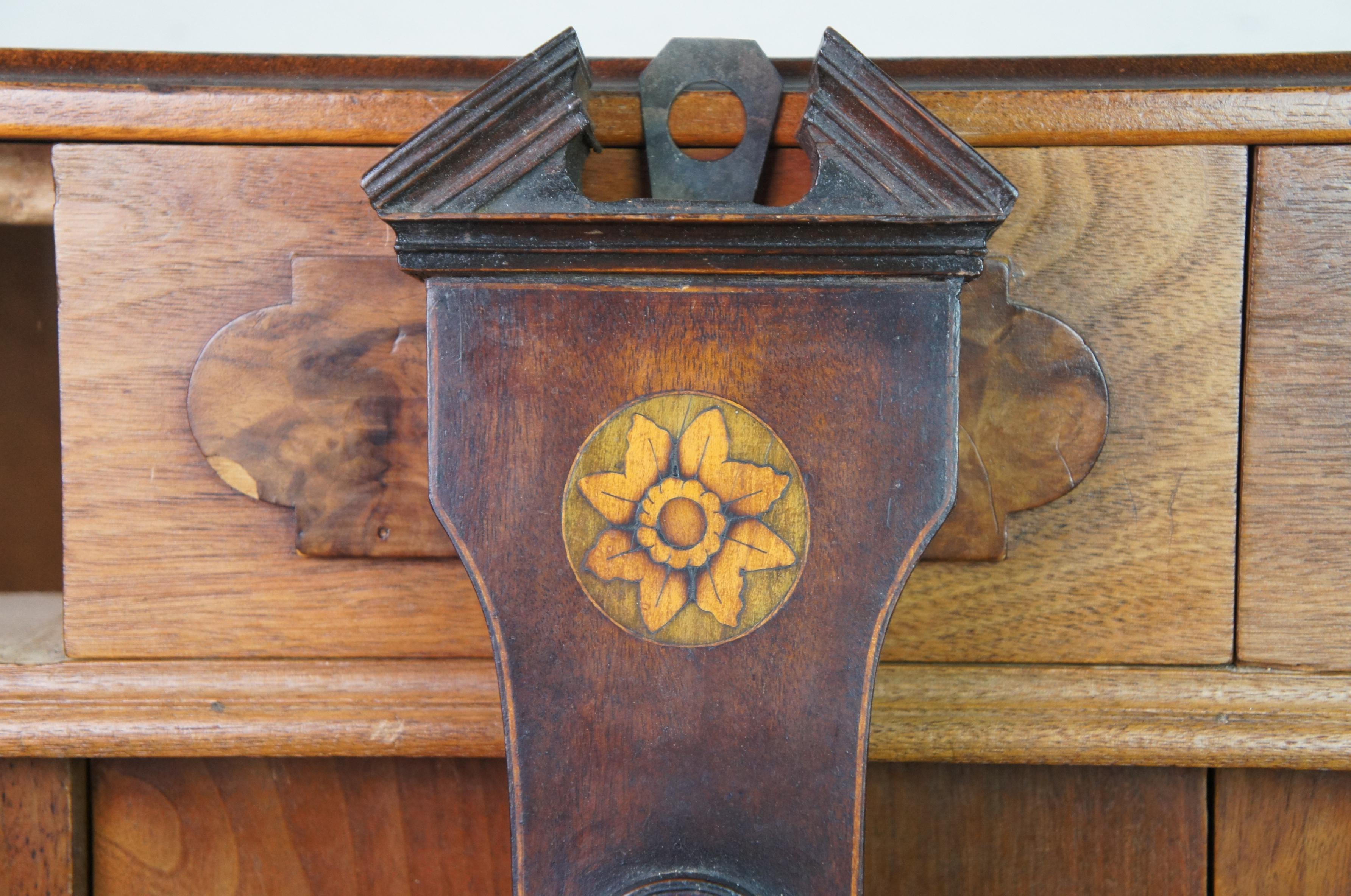 Antikes englisches georgianisches Banjo-Rad-Barometer-thermometer mit Obstholz-Intarsien im Zustand „Gut“ im Angebot in Dayton, OH