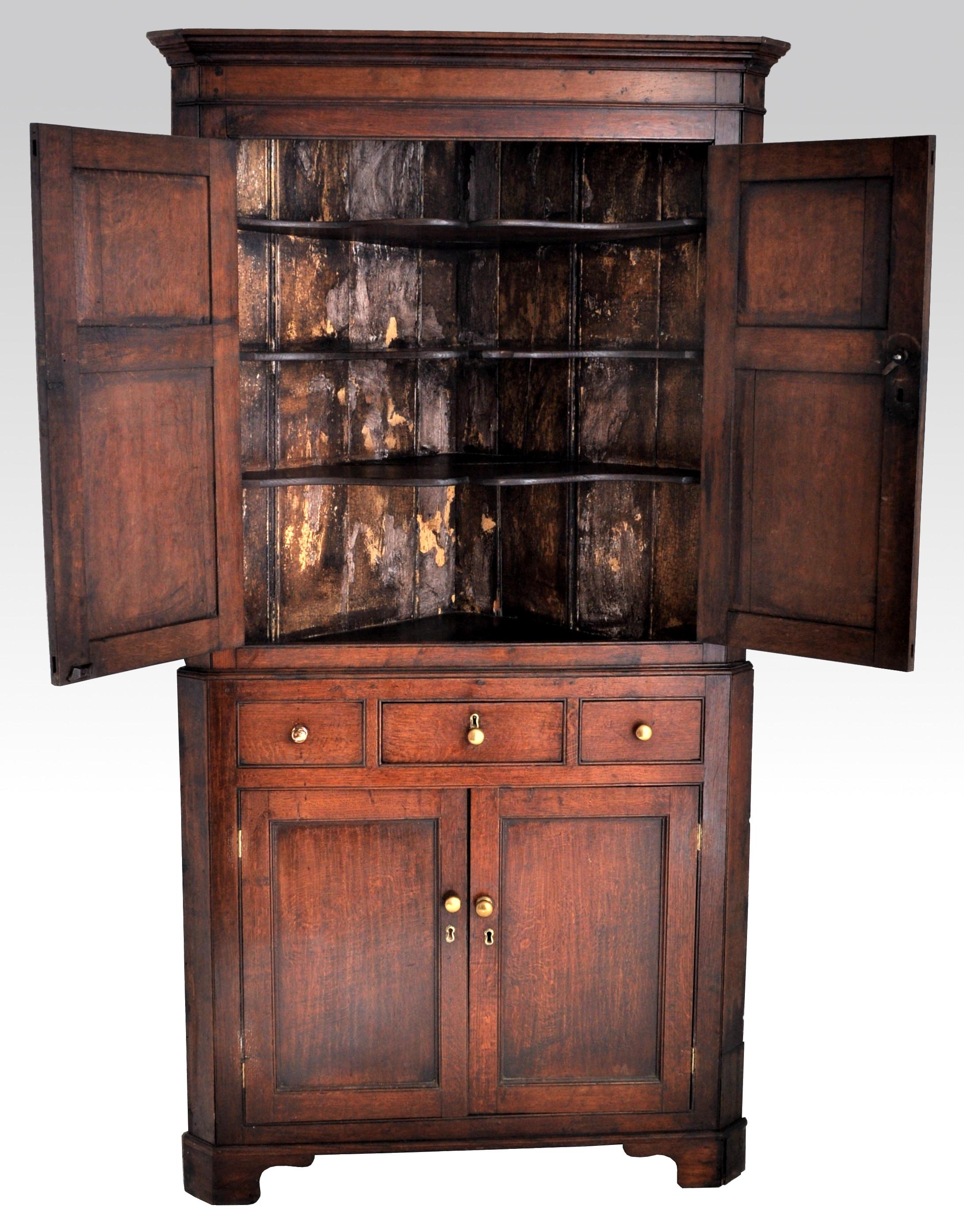 18th Century Antique English Georgian George III Oak Corner Cabinet, circa 1780