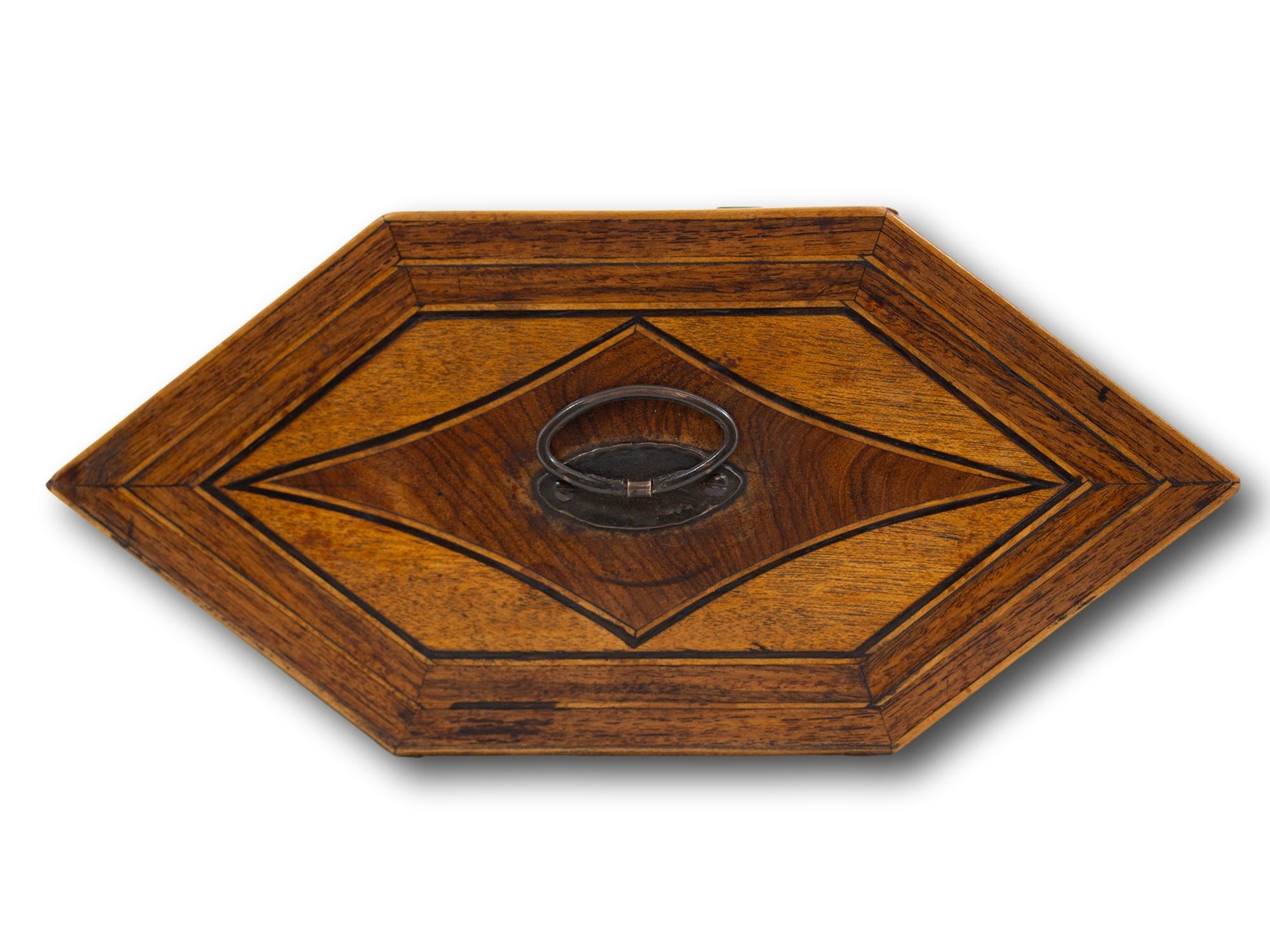 Antique English Georgian Hexagonal Satinwood Tea Caddy For Sale 3