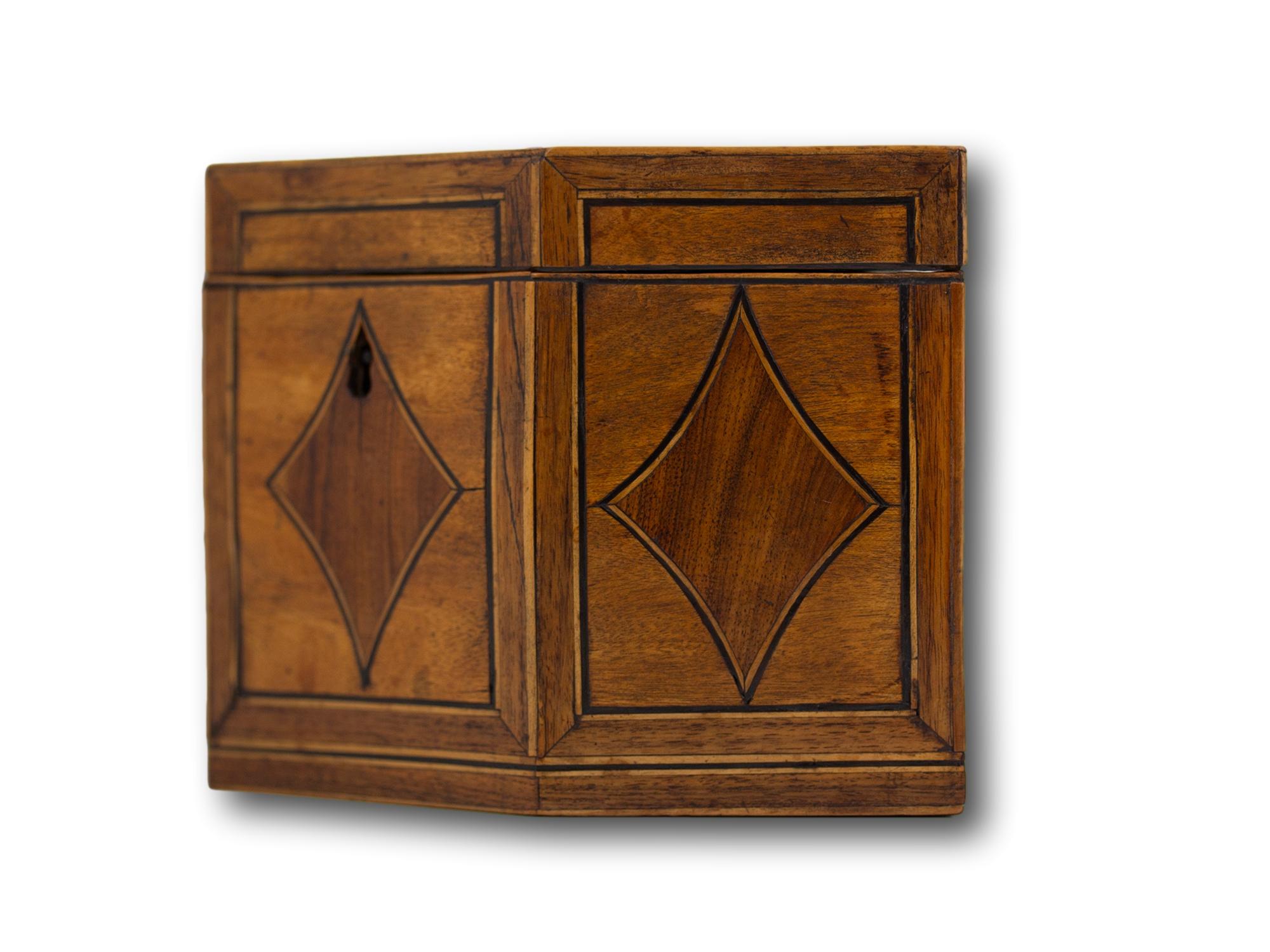 George III Antique English Georgian Hexagonal Satinwood Tea Caddy For Sale