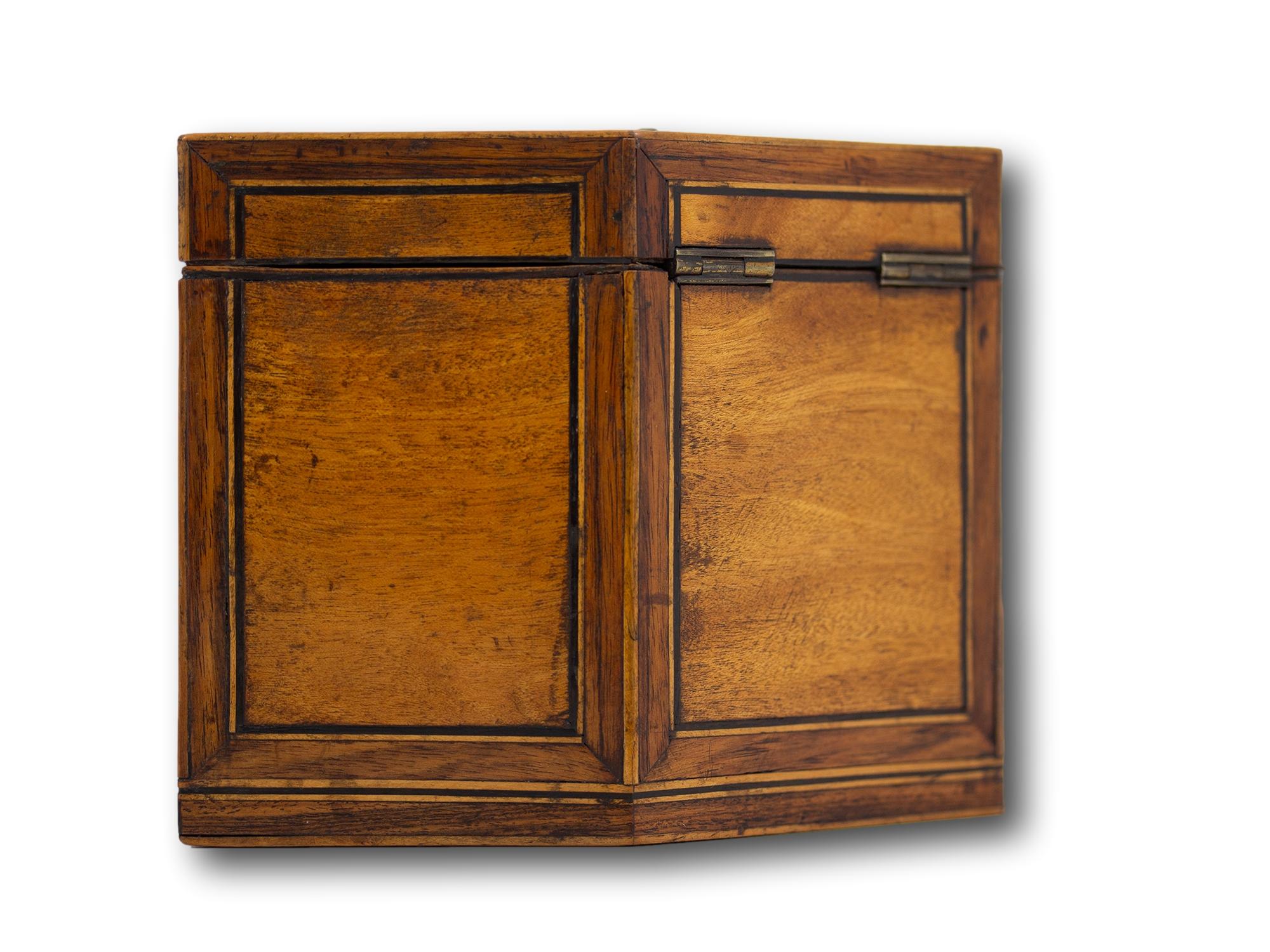 Antique English Georgian Hexagonal Satinwood Tea Caddy In Good Condition For Sale In Northampton, GB