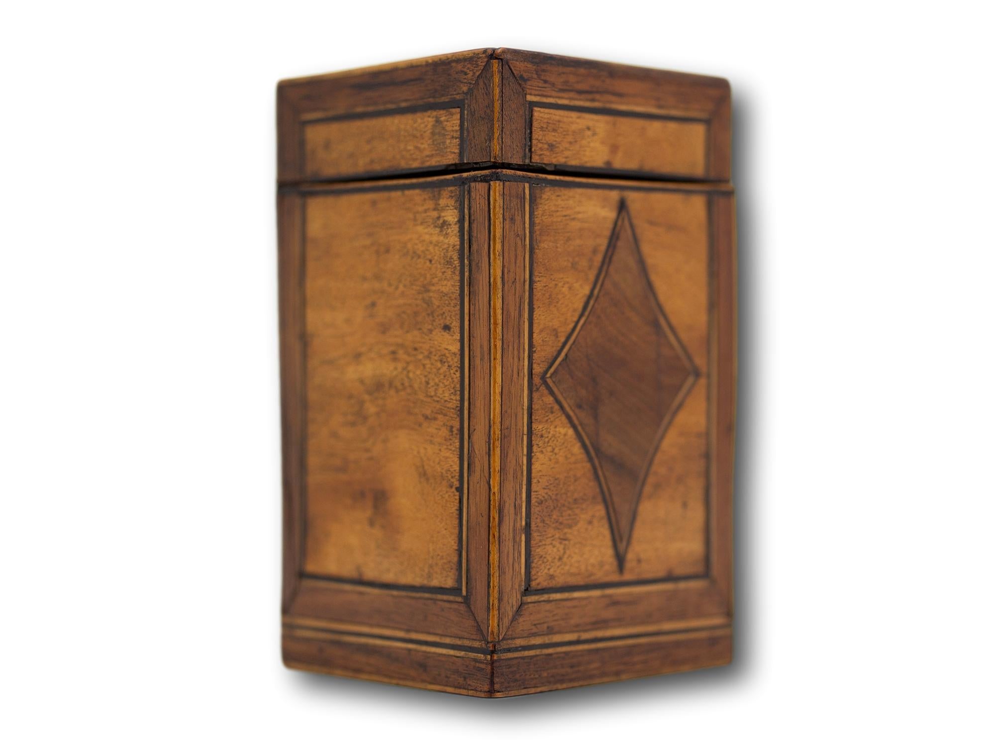 Antique English Georgian Hexagonal Satinwood Tea Caddy For Sale 1