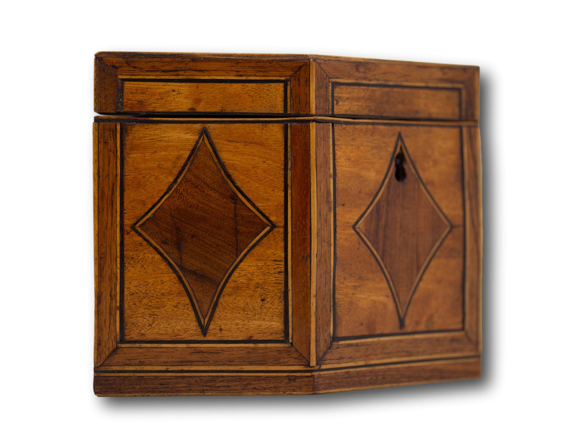 Antique English Georgian Hexagonal Satinwood Tea Caddy For Sale 2