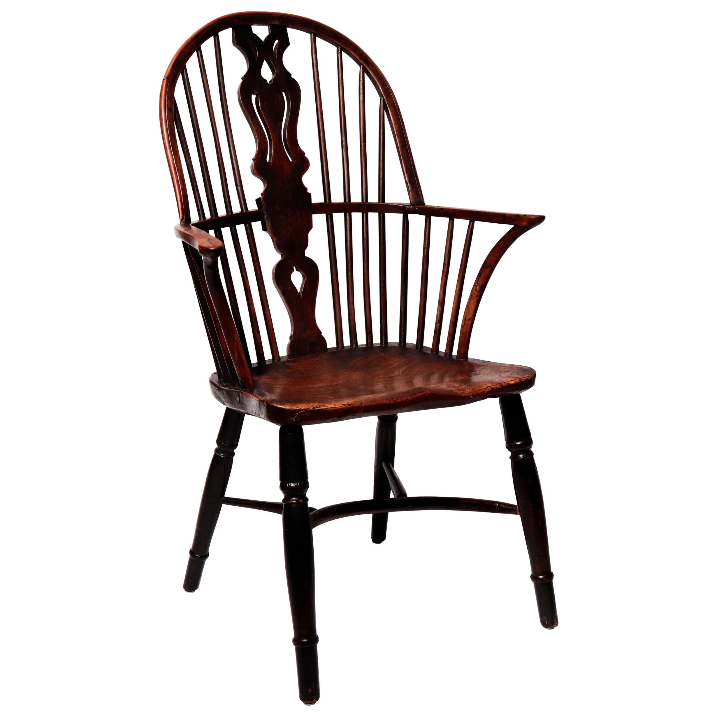 Antique English Georgian High Windsor Armchair For Sale