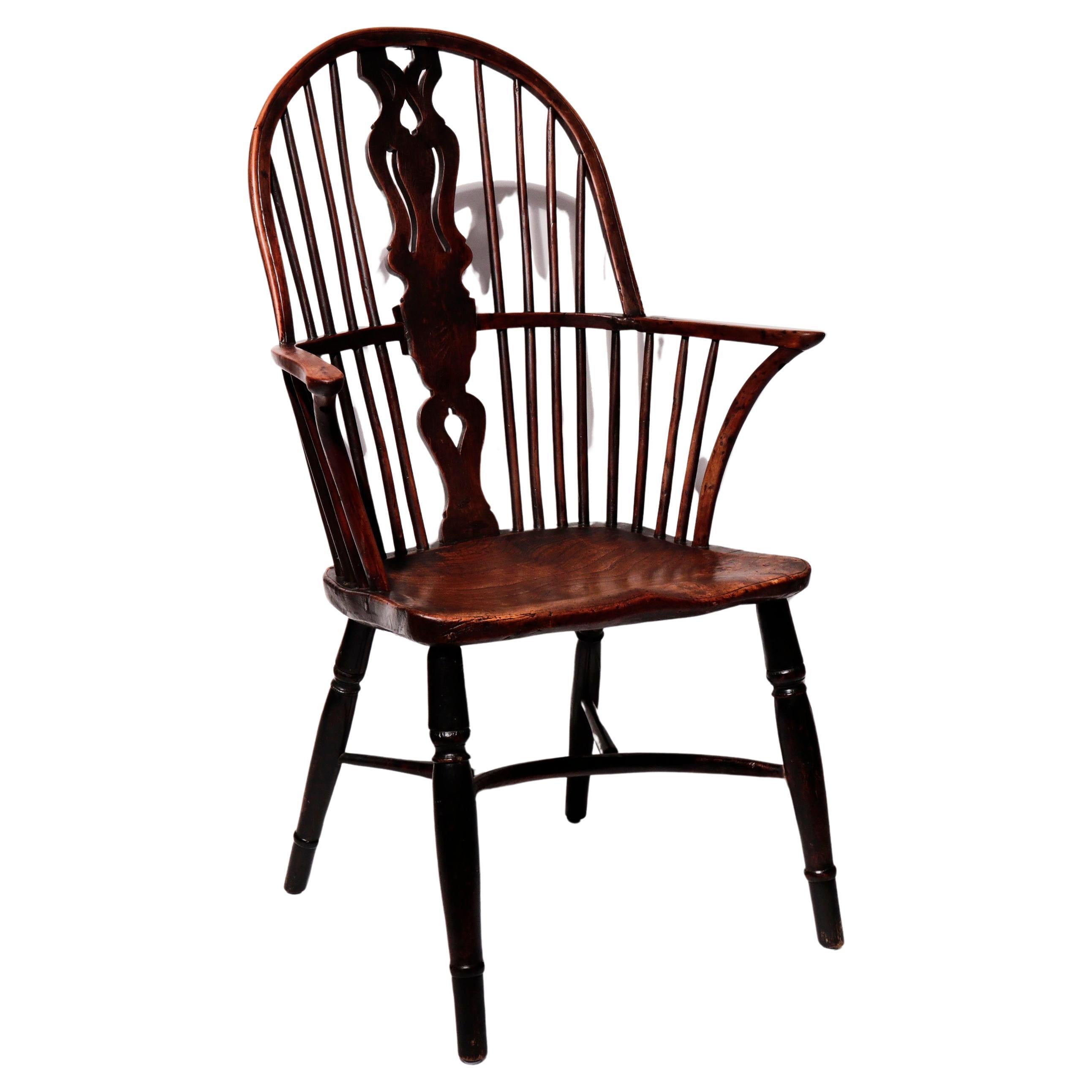 Antique English Georgian High Windsor Armchair For Sale