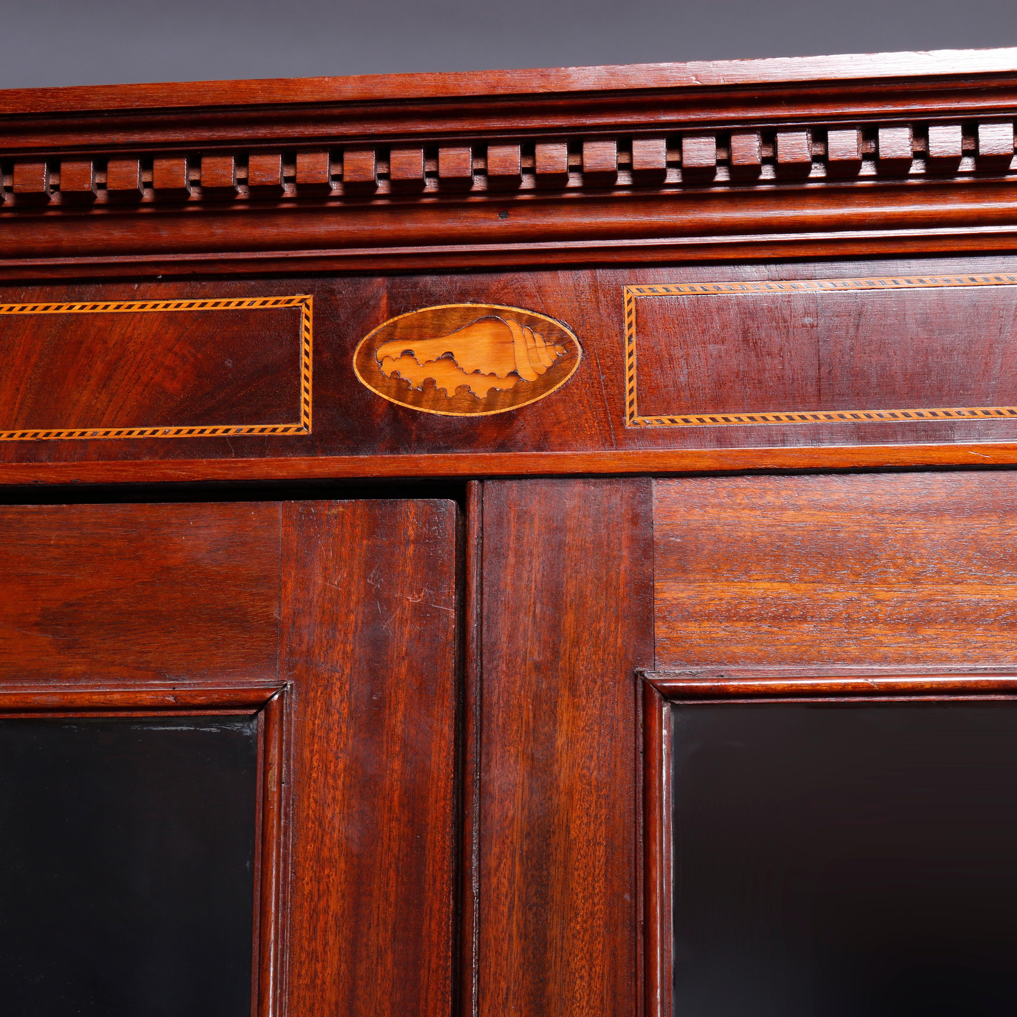 Antique English Georgian Inlaid Mahogany Bookcase, circa 1830 In Good Condition In Big Flats, NY