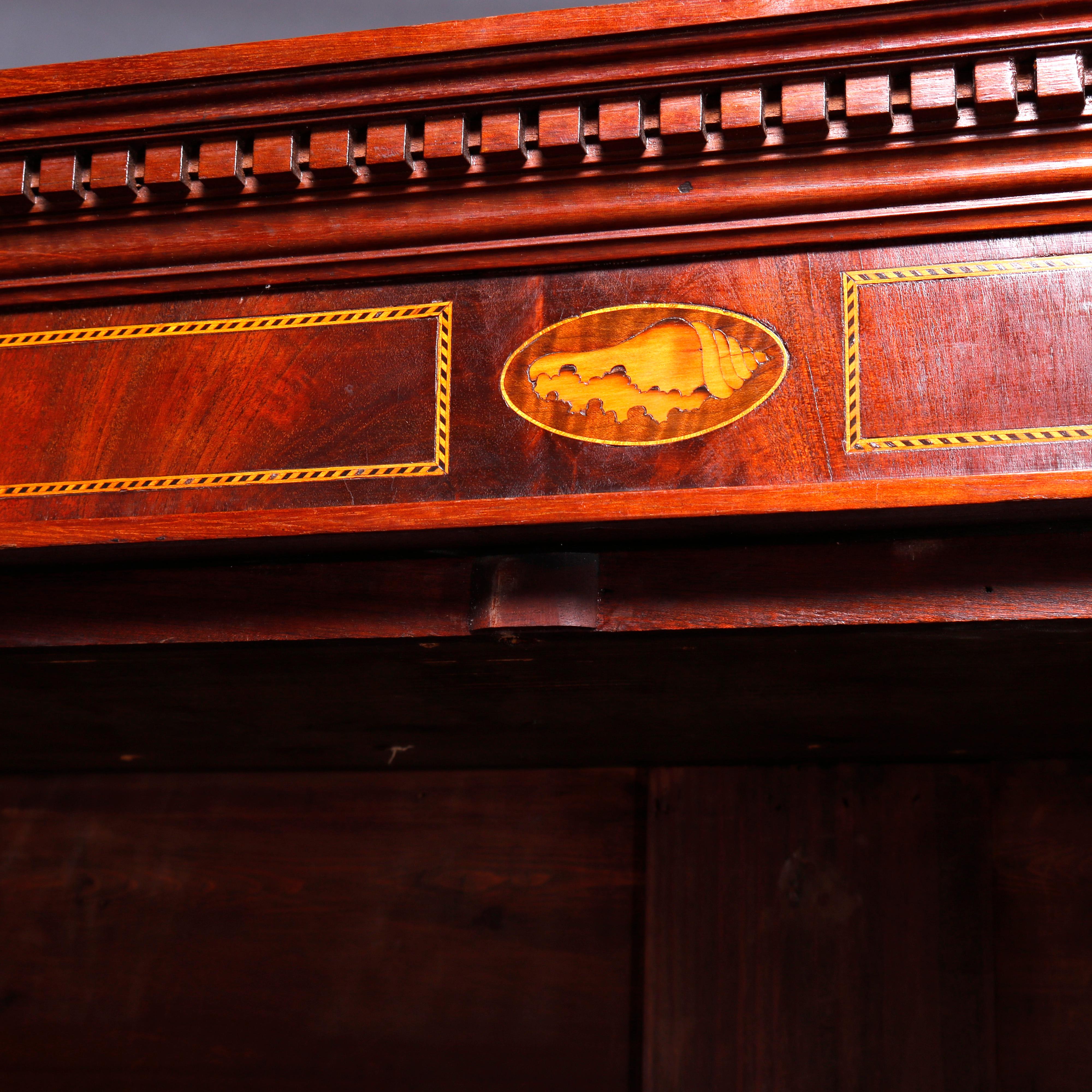 19th Century Antique English Georgian Inlaid Mahogany Bookcase, circa 1830