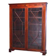 Antique English Georgian Inlaid Mahogany Bookcase, circa 1830