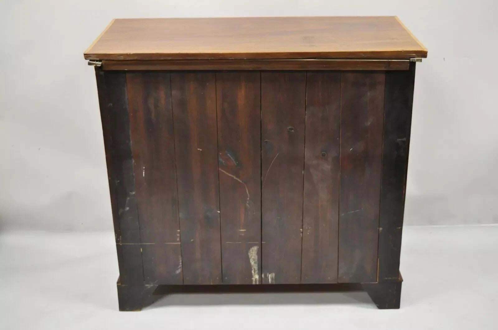 Antique English Georgian Mahogany Banded Satinwood Inlay 5 Drawer Chest Dresser For Sale 5
