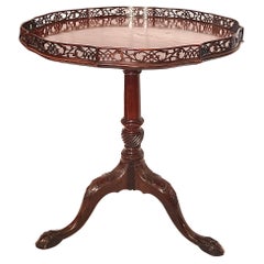 Antique English Georgian Mahogany Galleried Chippendale Table, Circa 1840.