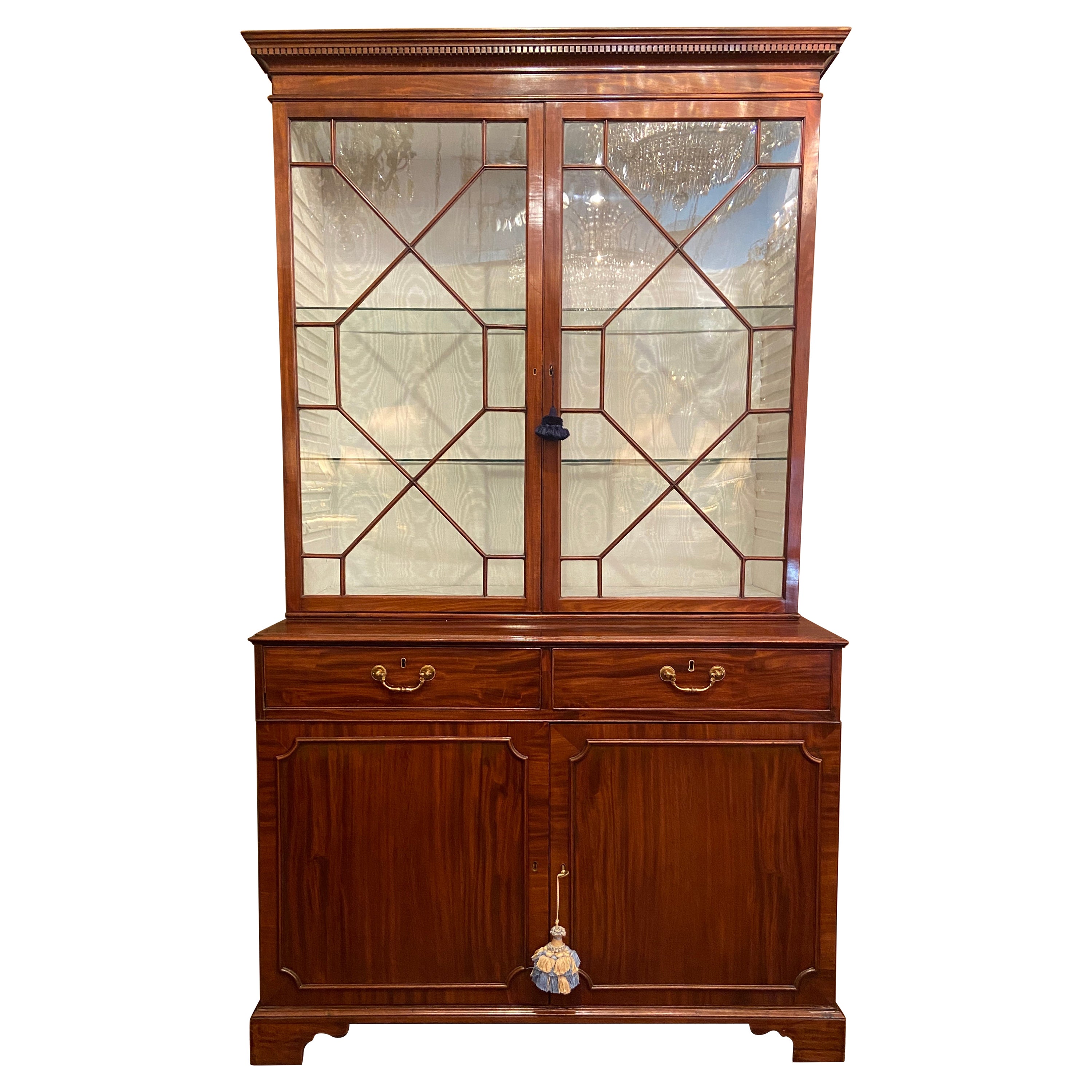 Antique English Georgian Mahogany Glass-Front Bookcase, circa 1810-1820