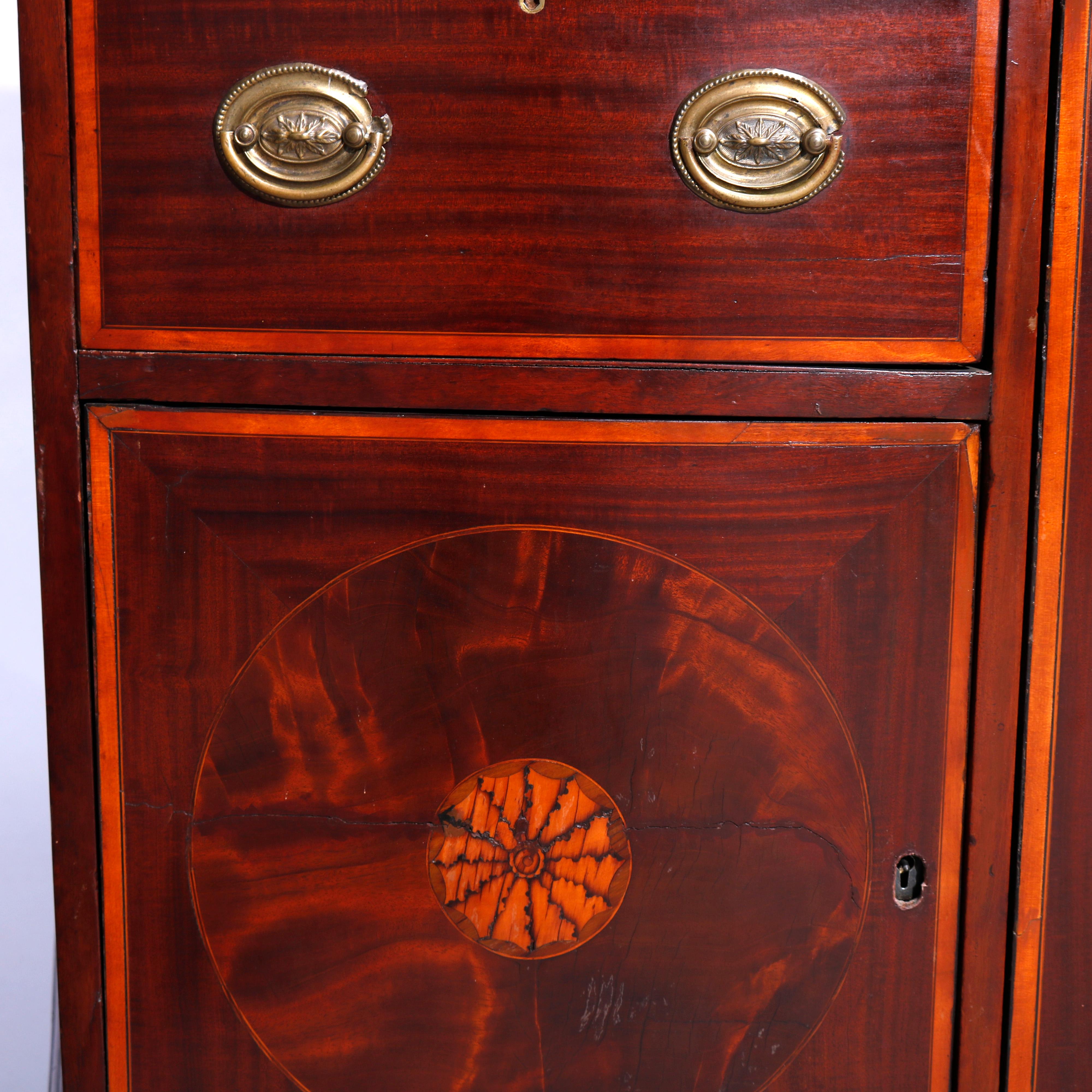 Antique English Georgian Mahogany Inlaid & Banded Sideboard, C1810 In Good Condition In Big Flats, NY