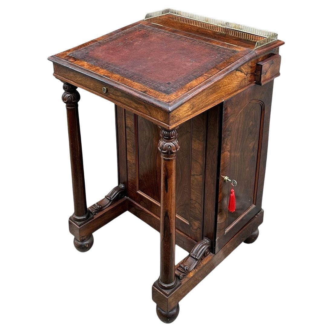 Antique English Regency Mahogany Davenport Writing Desk Occasional Side Table
